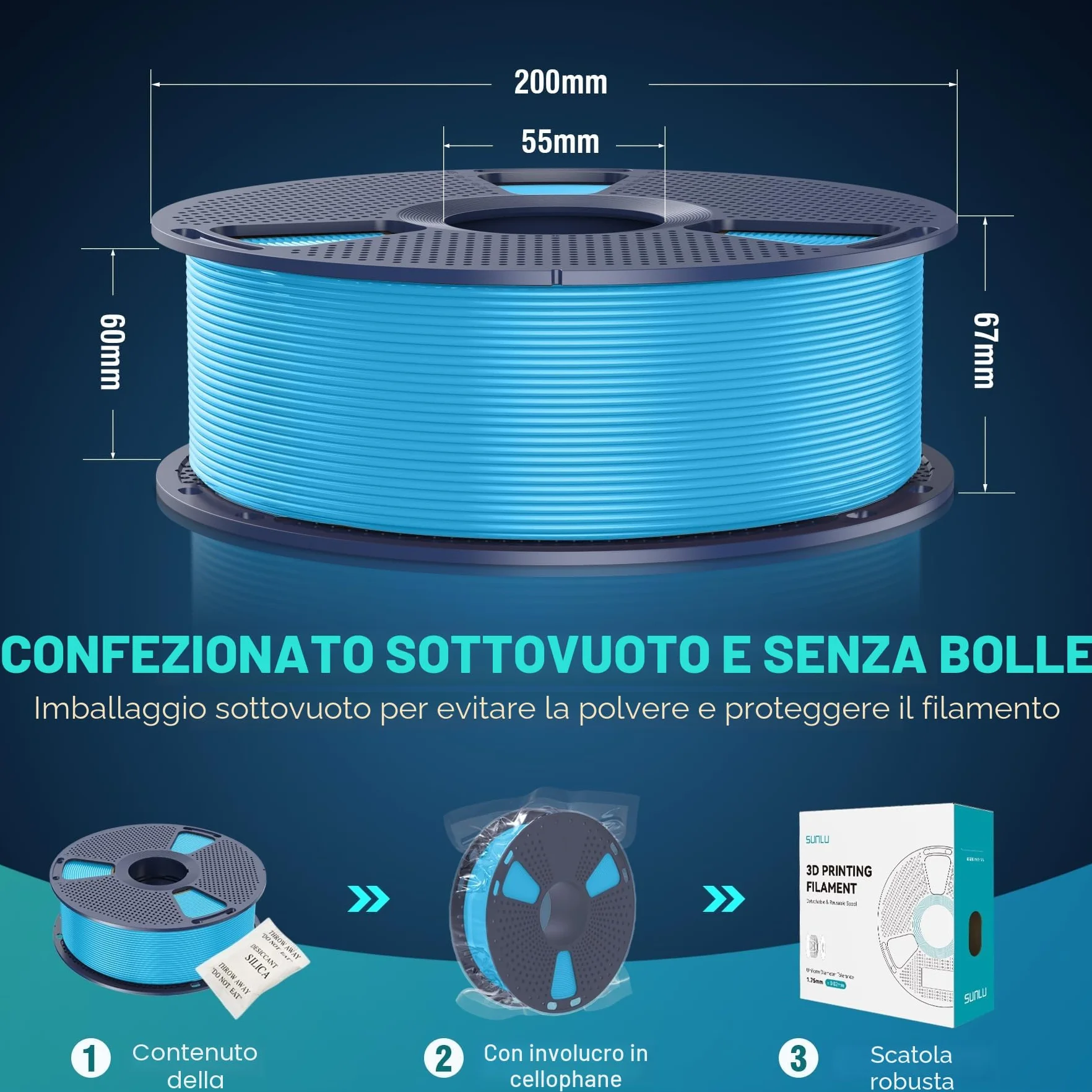 SUNLU PLA+ Silk Filamento 3D Seta Metallizzata Lucida, 1 kg Oro chiaro
