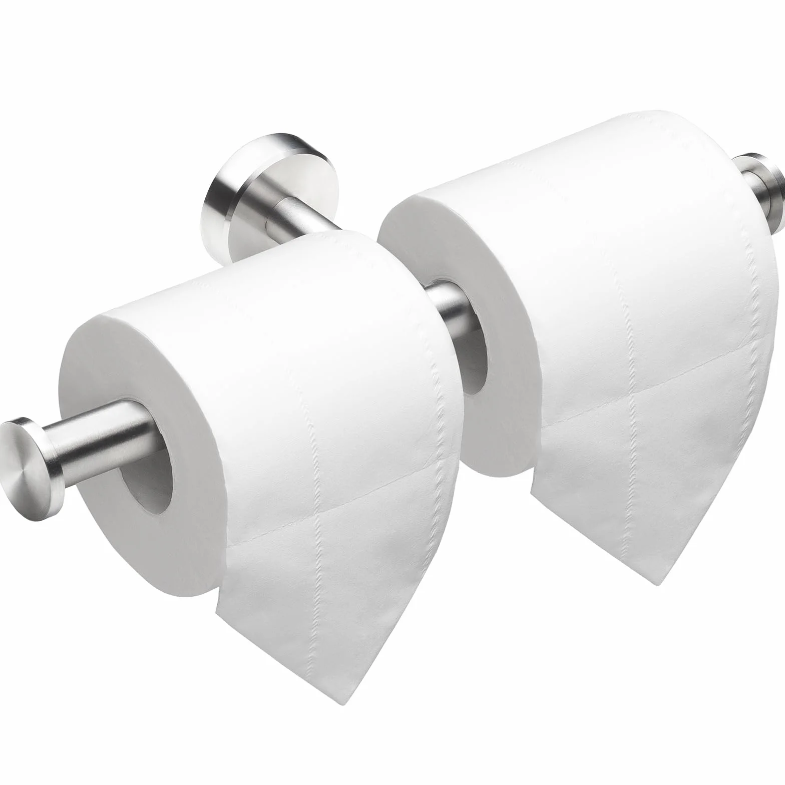 Portarotolo doppio per carta igienica da parete in acciaio inox SUS304 nichel spazzolato 2 in 1