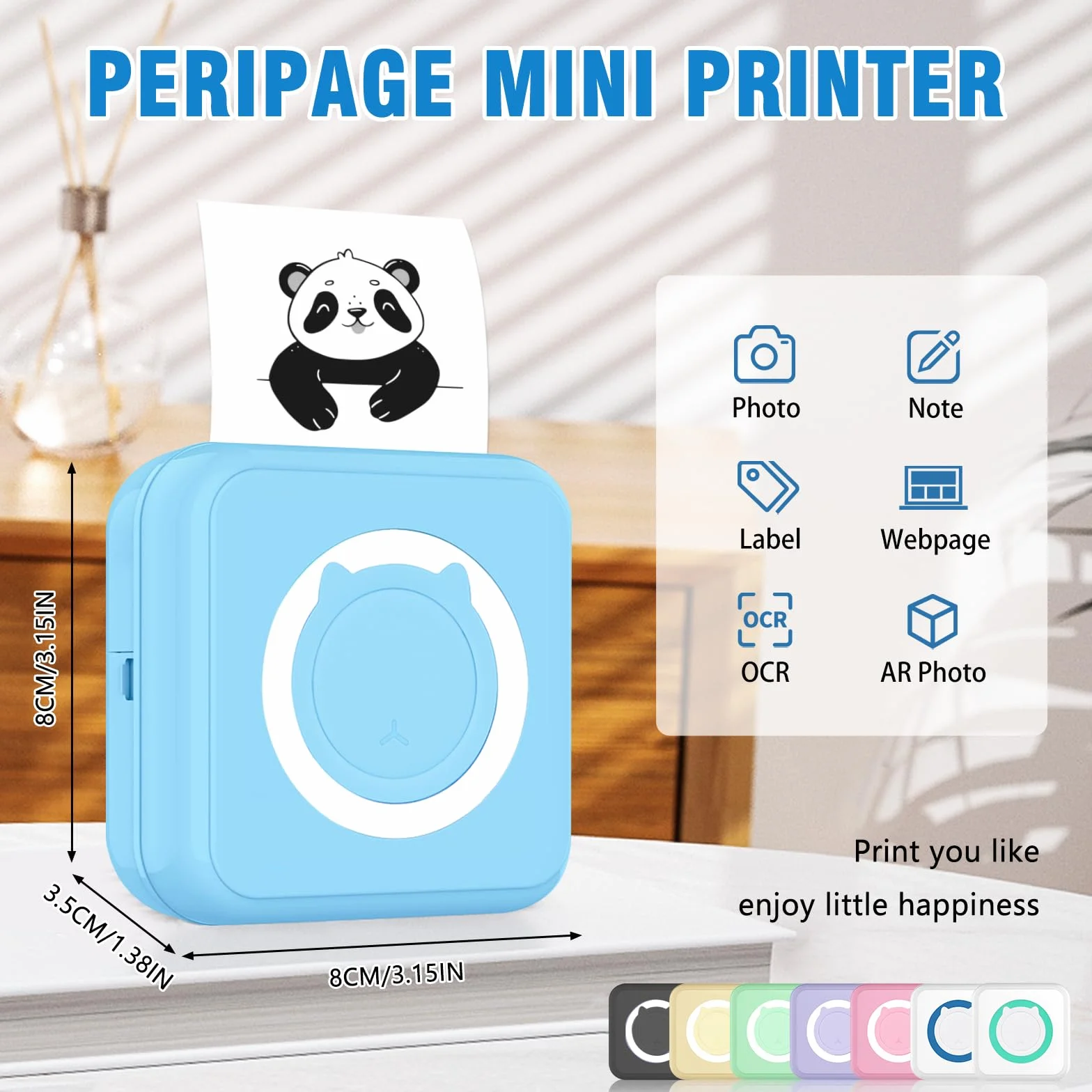 Mini Stampante Fotografica Portatile Termica per Foto, Note, Diario - Blue