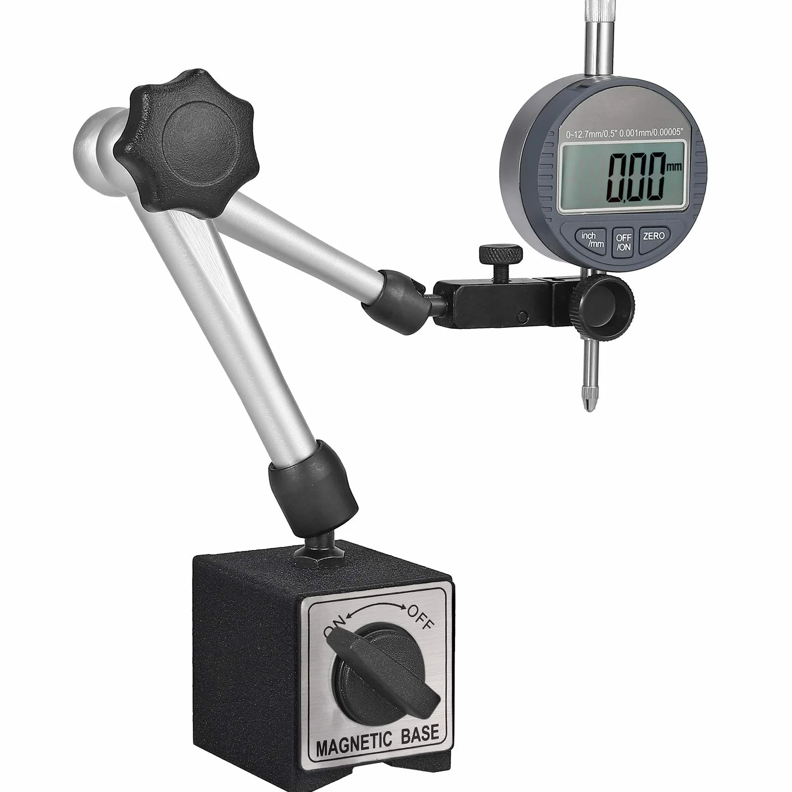 AUTOUTLET Comparatore con Base Magnetico per Indicatore Quadrante Digitale,Trazione Massima 176 Libbre/80 KG,Supporto Universale del Comparatore,Braccio Rregolabile,Interruttore ON/OFF