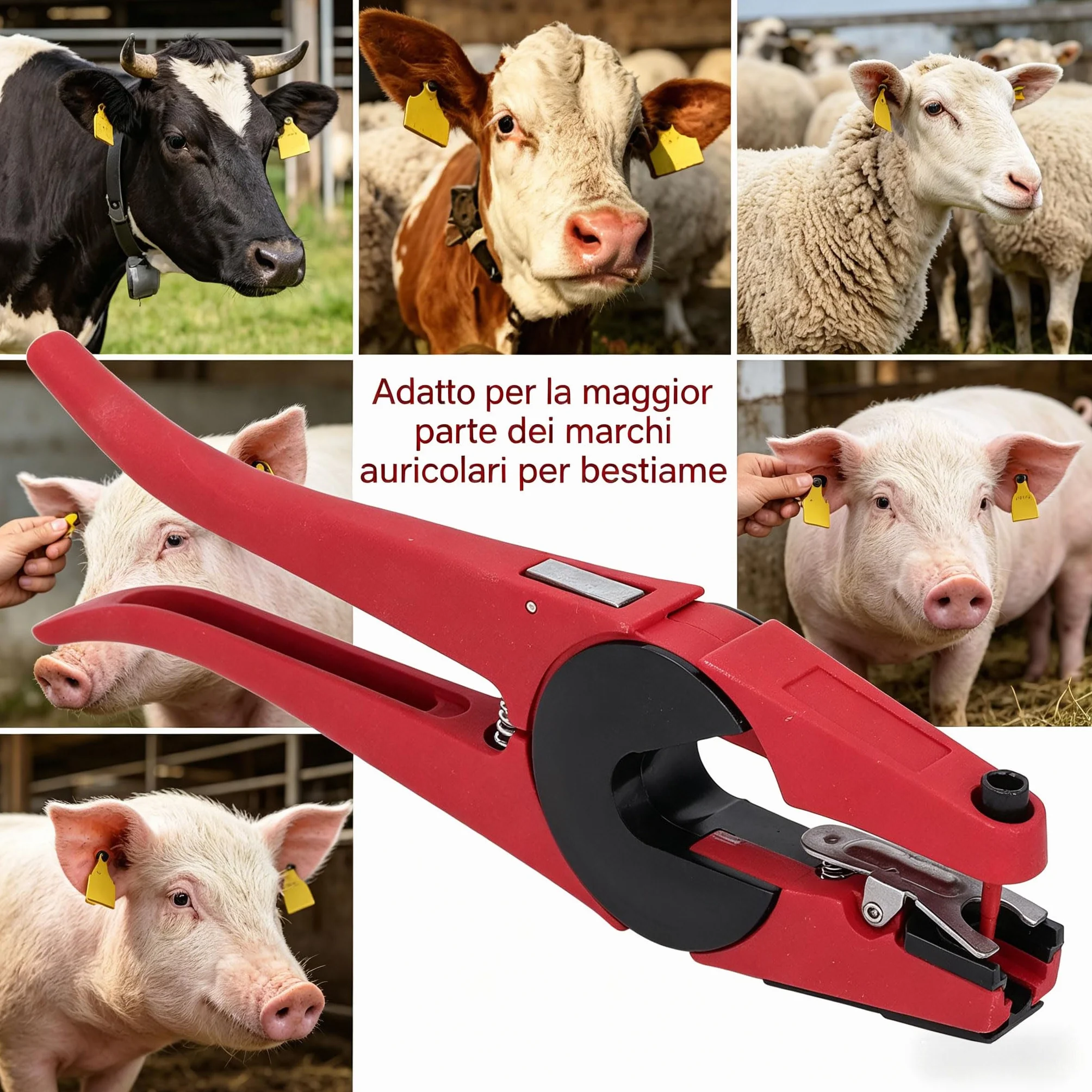 Pinze applicatrici di marche auricolari per bovini, suini, ovini, strumento universale per la marcatura delle orecchie degli animali, meccanismo di bloccaggio regolabile