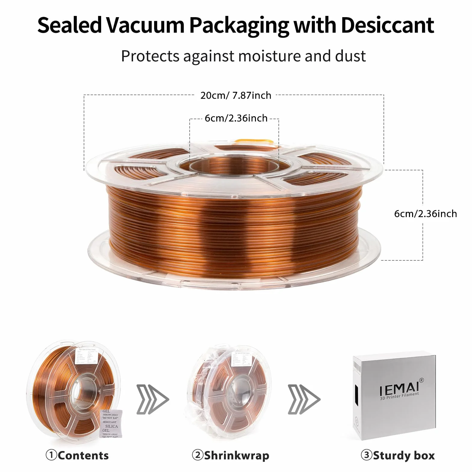 IEMAI PETG Filamento 1.75mm 1Kg Trasparente Ambra per Stampa 3D, Alta Velocità, Precisione Dimensionale +/- 0,02 mm