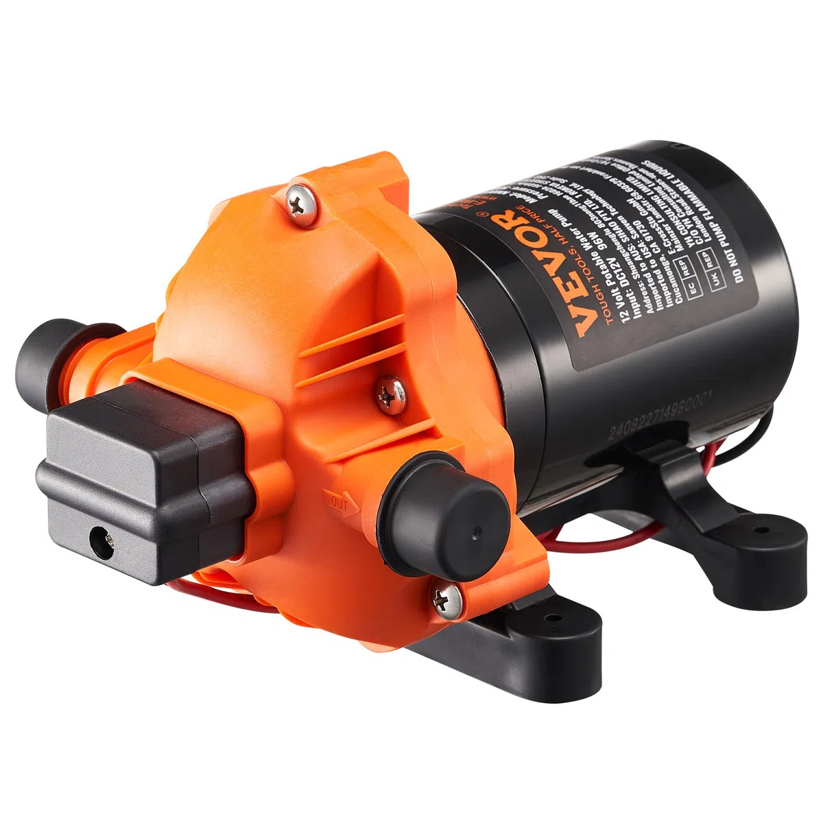 VEVOR Pompa a Membrana 12V, 3 GPM 11,36 L/min, Pompa per Acqua a 3 Camere 12 Volt CC con Pressostato Automatico 40-100 PSI Regolabile, 50 PSI, Porta MNPT per Camper Yacht Food Truck Camper Nautica