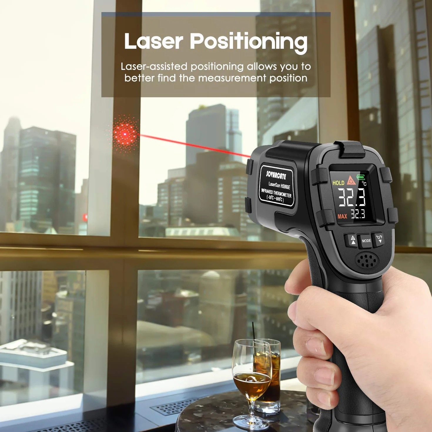 Termometro Infrarossi SOVARCATE Laser Digitale IR Temperatura Pistola -58°F~1112°F Allarme Alta e Bassa Temperatura