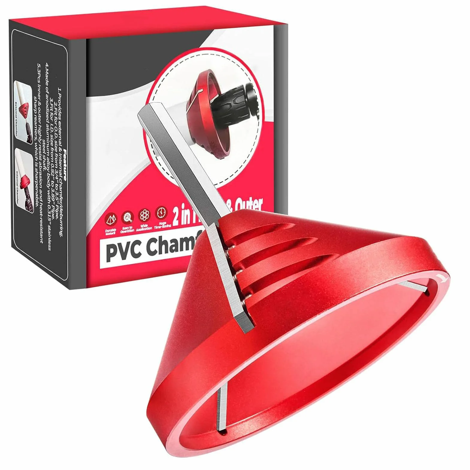 Strumento per Sbavare Tubi in PVC con Alesatore Interno Esterno, Smussare Acciaio Inossidabile, CPVC, ABS, PP, PE