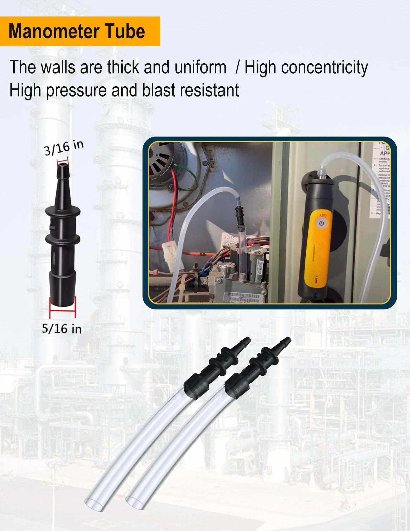 ZIBOO Kit sonda manometro JL3MN2 Klein Tools ET180 Manometro digitale Fieldpiece JL3KM2 SDMN5 SDMN6 ADMN2 HVAC Pitot Static Tube
