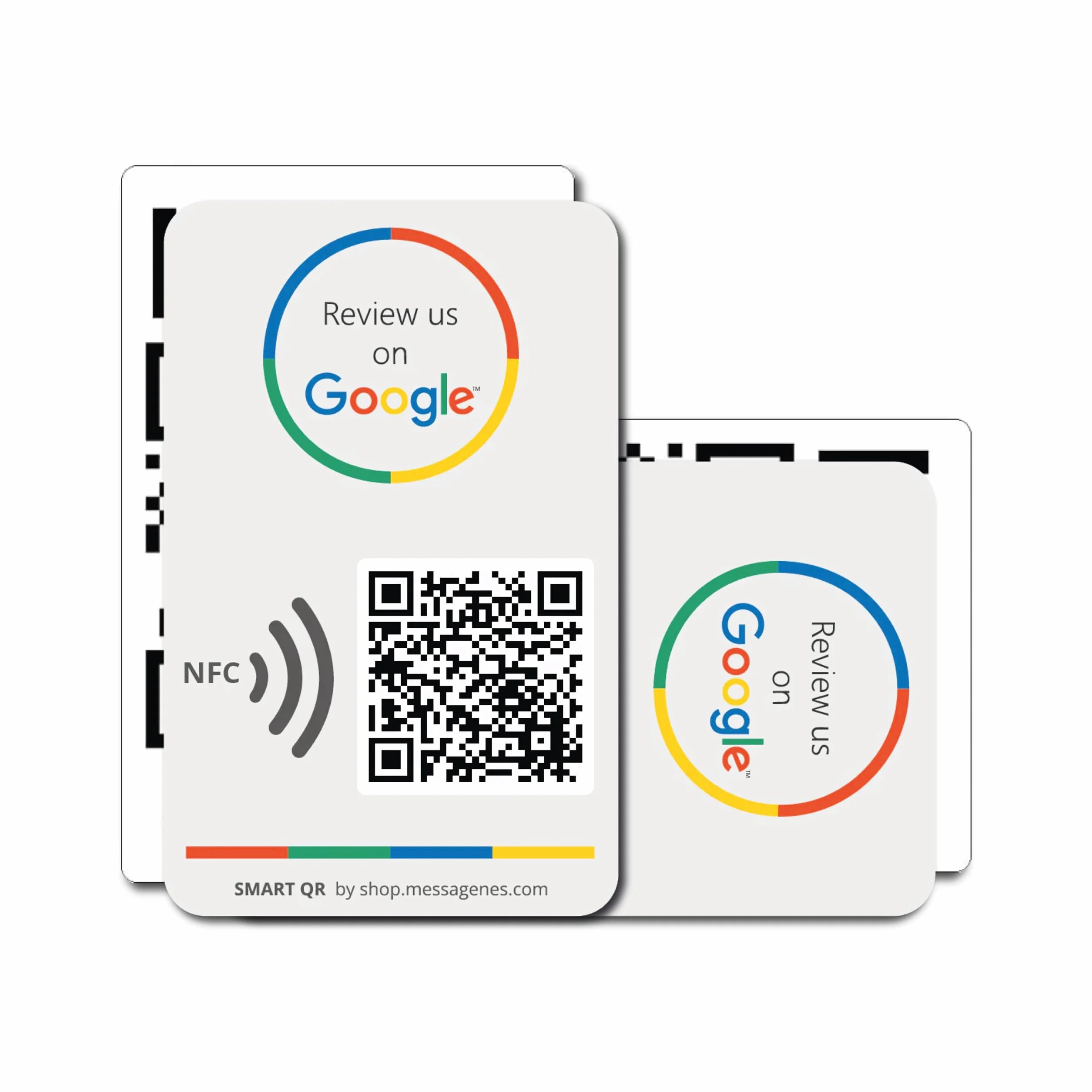 Carta Riutilizzabile per Recensioni - 2-Pack Carta QR Tap NFC - Recensisci per Tap Card + Menu, Web - iPhone e Android - Aumenta le mie Recensioni - Configurazione a Casa | MESSAGENES