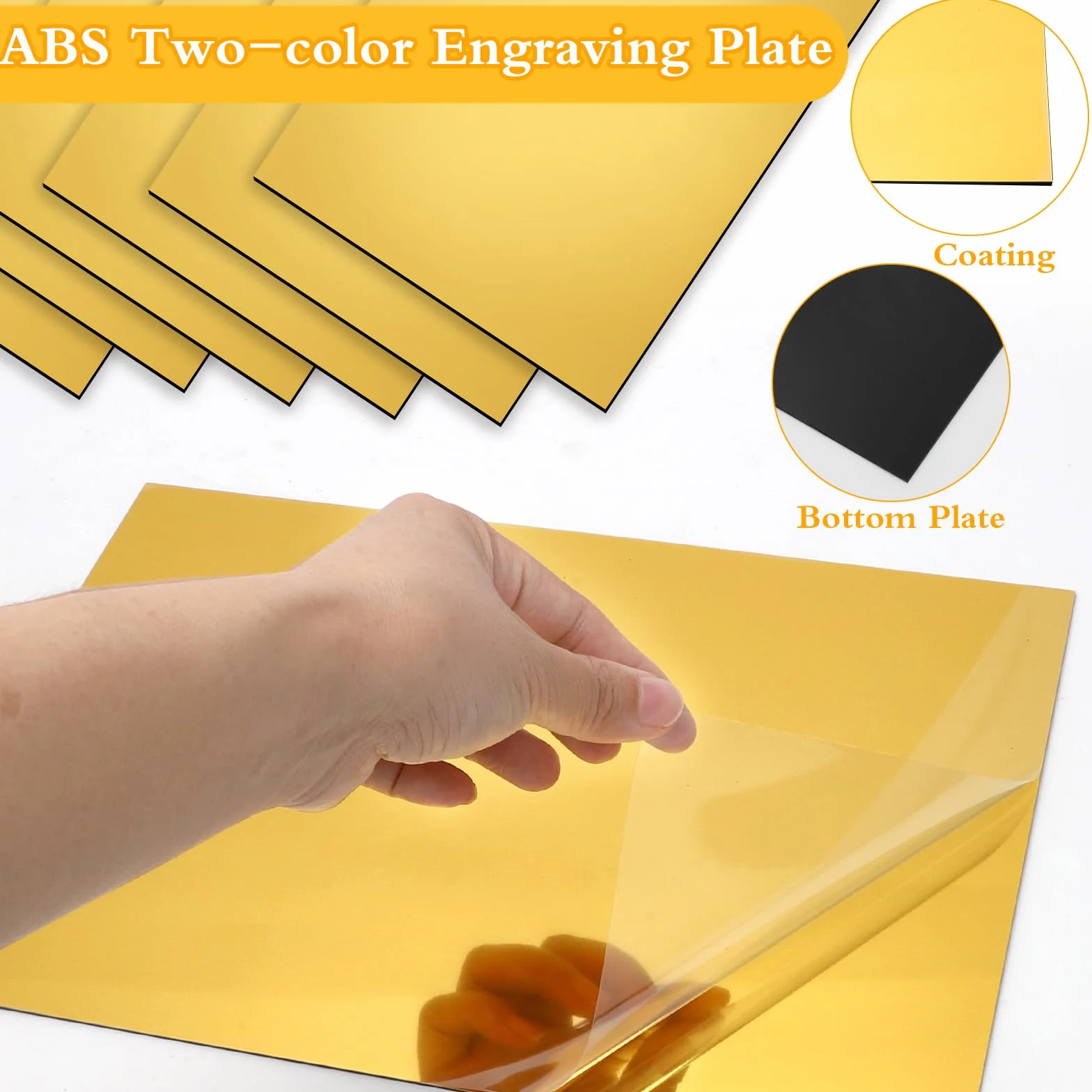 Yuragim Piastre in plastica per incisione 30 x 20 cm, 6 pezzi in ABS per incisione laser, incisione laser, piastra in plastica da 1,3 mm, per incisioni, dipinti, cartellini da cortile fai da te
