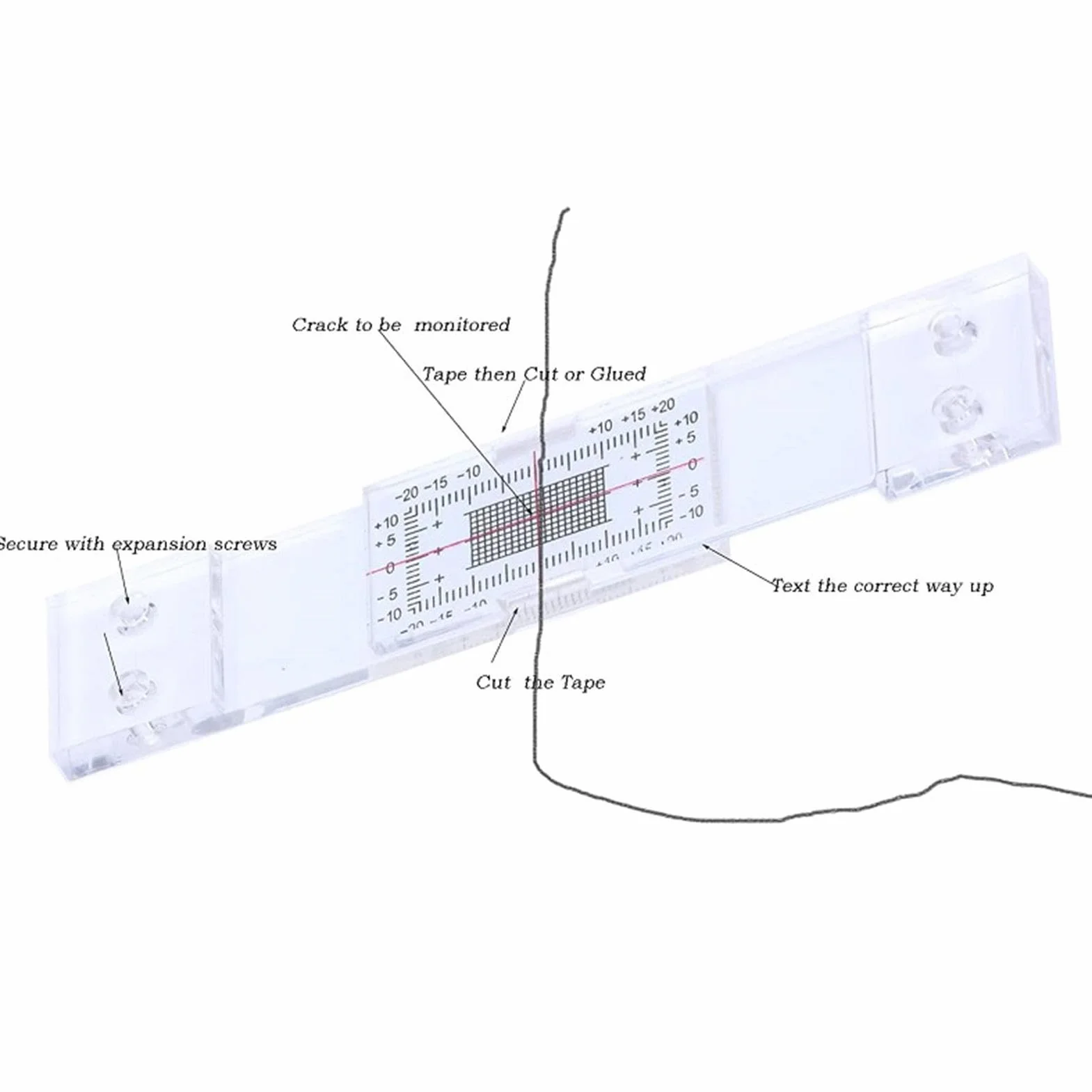 Kit Registrazione Monitoraggio Fessure, 10 Fessurimetro Manuale per Crepe Parete, Strumento Misurazione Porta
