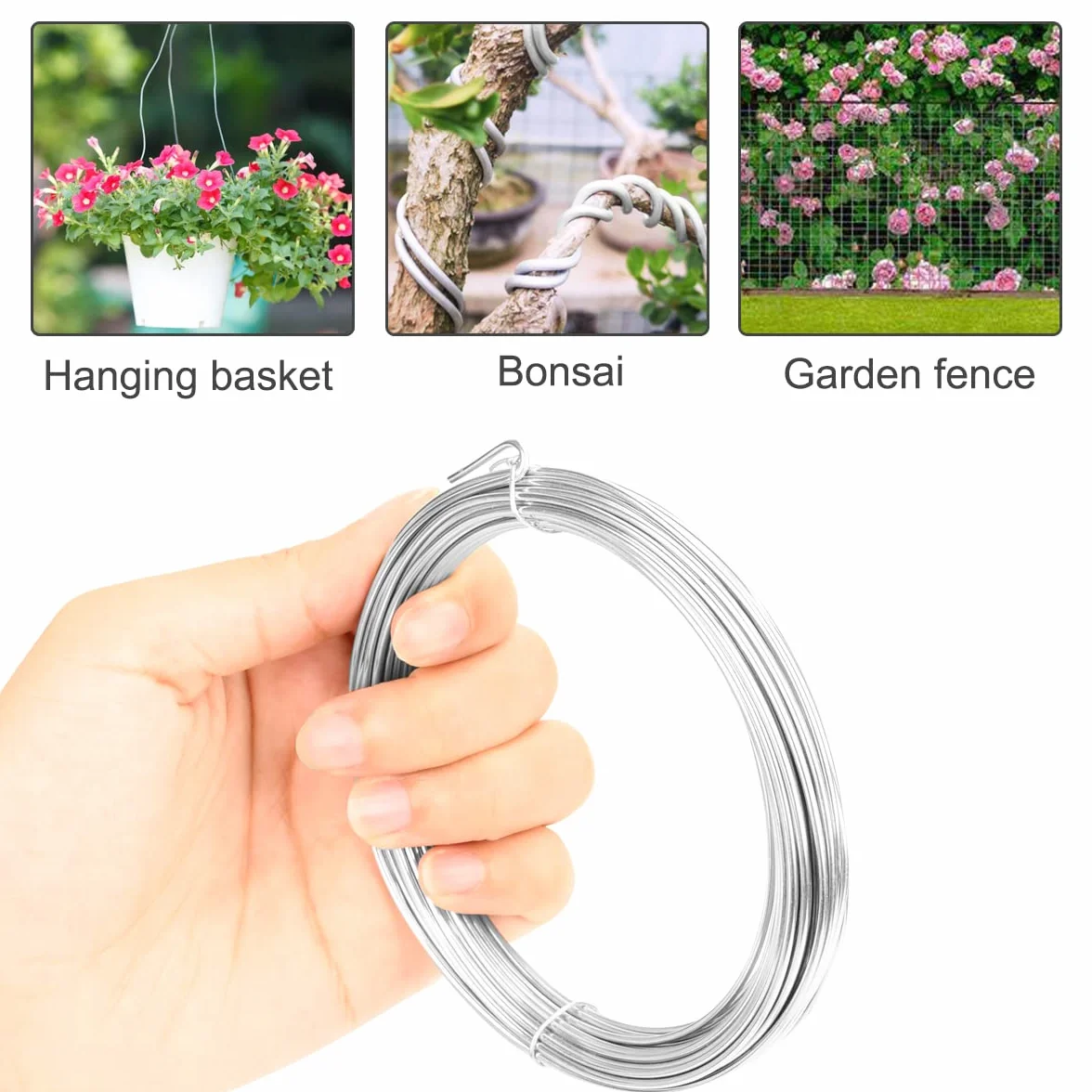 TooTaci Corda in acciaio inox, 10M/1.5mm piegabile Craft filo d'argento in acciaio inox, filo immagine, appeso per il giardino traliccio, modello di scultura, artigianato
