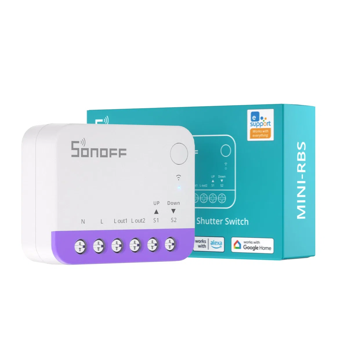 SONOFF Matter Interruttore Tapparelle Intelligente MINI-RBS, Wi-Fi 2,4GHz, Dim. Ridotte, Controllo Percentuale, Compat. Alexa/Google Home/HomeKit/Home Assistant, Filo Neutro Necessario, Conf. 2