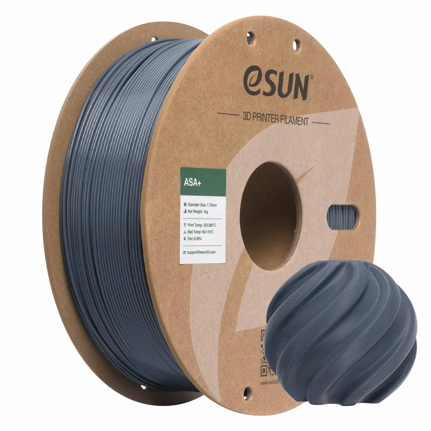 eSUN ASA+ Filamento 1,75 mm 1 kg Bobina per Stampanti 3D Resistente alle Intemperie Grigio