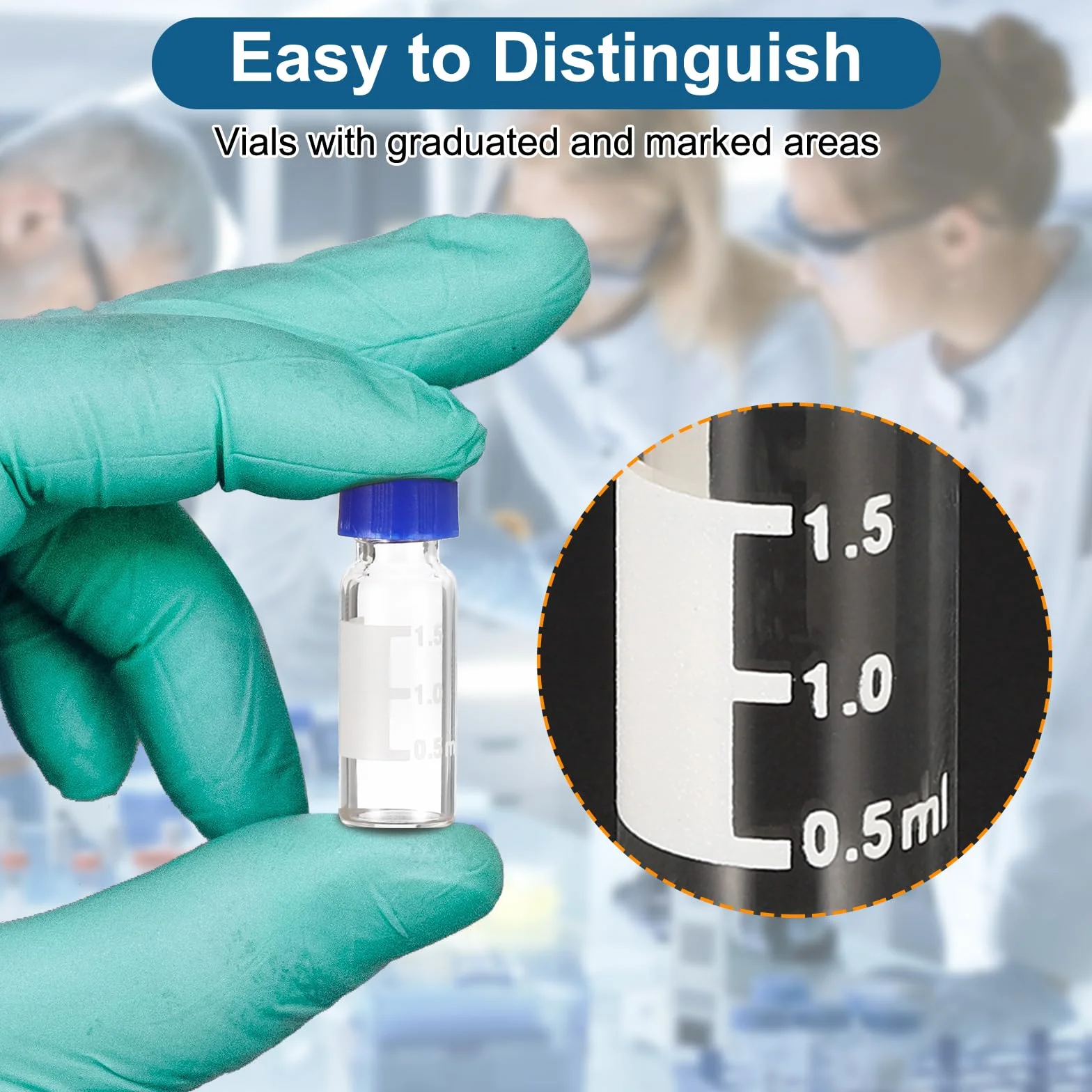 PATIKIL Flaconcino campionatore automatico da 2 ml, confezione da 1000 flaconcini HPLC/GC 9-425 fiale trasparenti da laboratorio con tappo a vite, patch di scrittura in PTFE rosso e silicone bianco