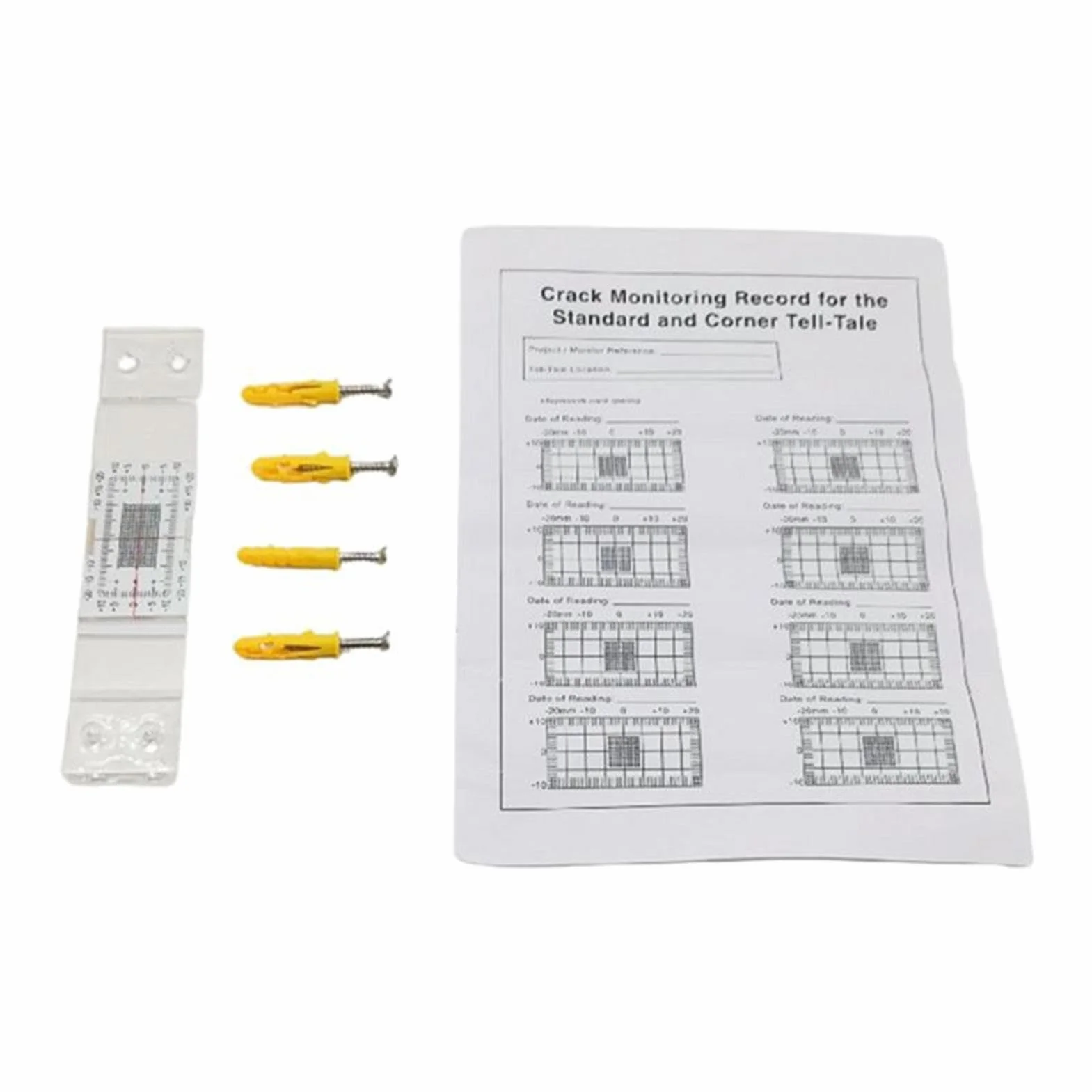 Kit Registrazione Monitoraggio Fessure, 10 Fessurimetro Manuale per Crepe Parete, Strumento Misurazione Porta