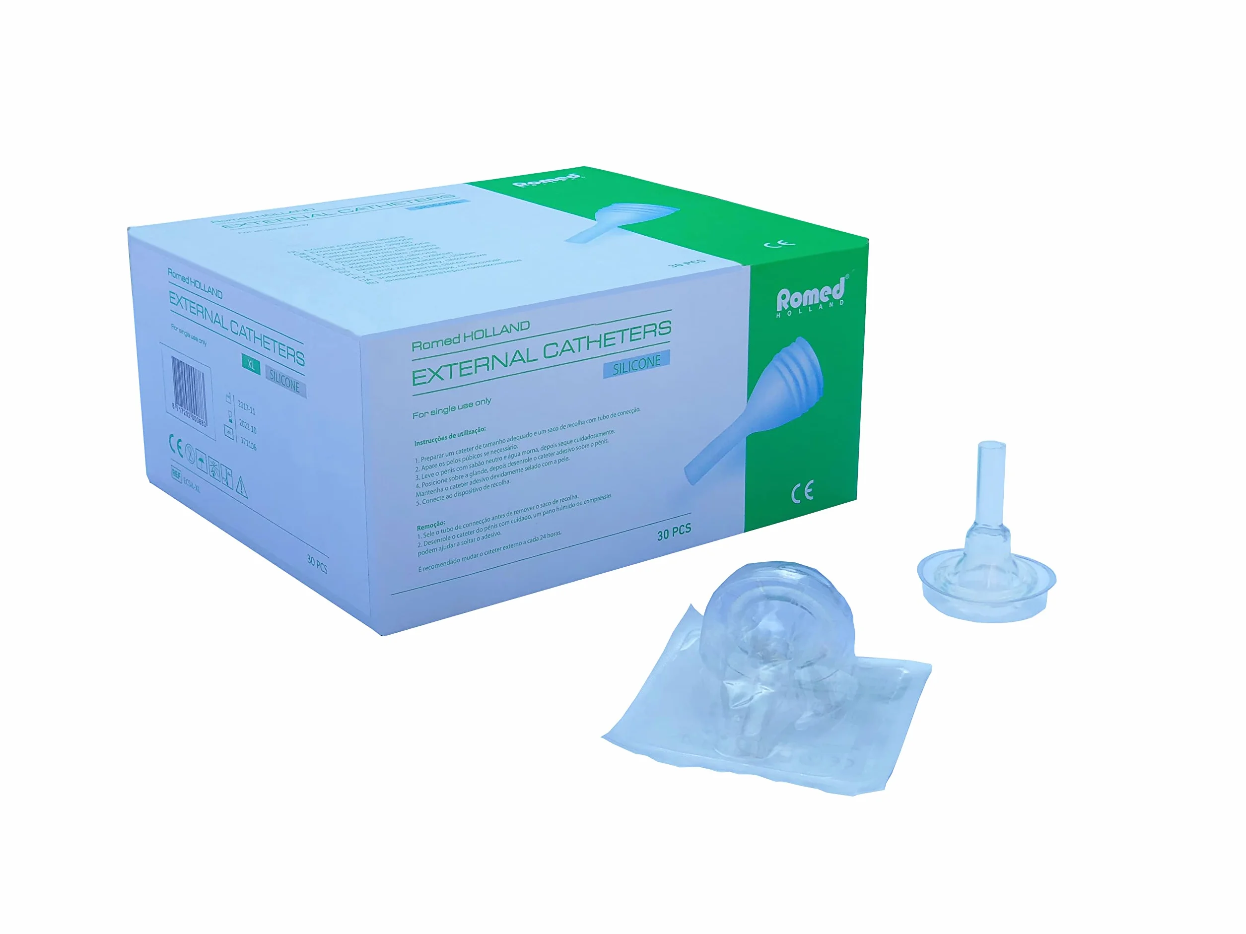 Romed - Contenitore per orinatoio, catetere esterno, in silicone, per uomo, confezione singola (XL, 1 pezzo)
