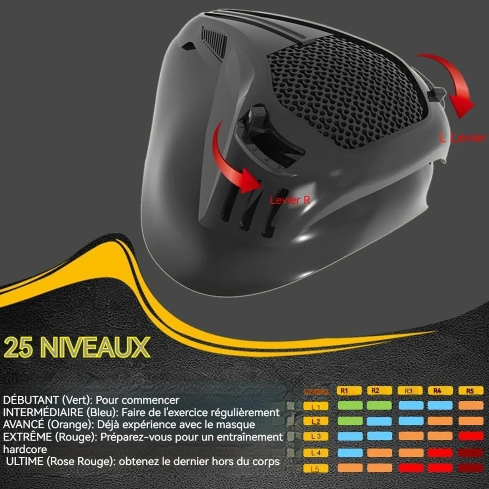 Maschera da allenamento in altitudine 25 livelli resistenza respiratoria Sport Masks Fitness Running Training