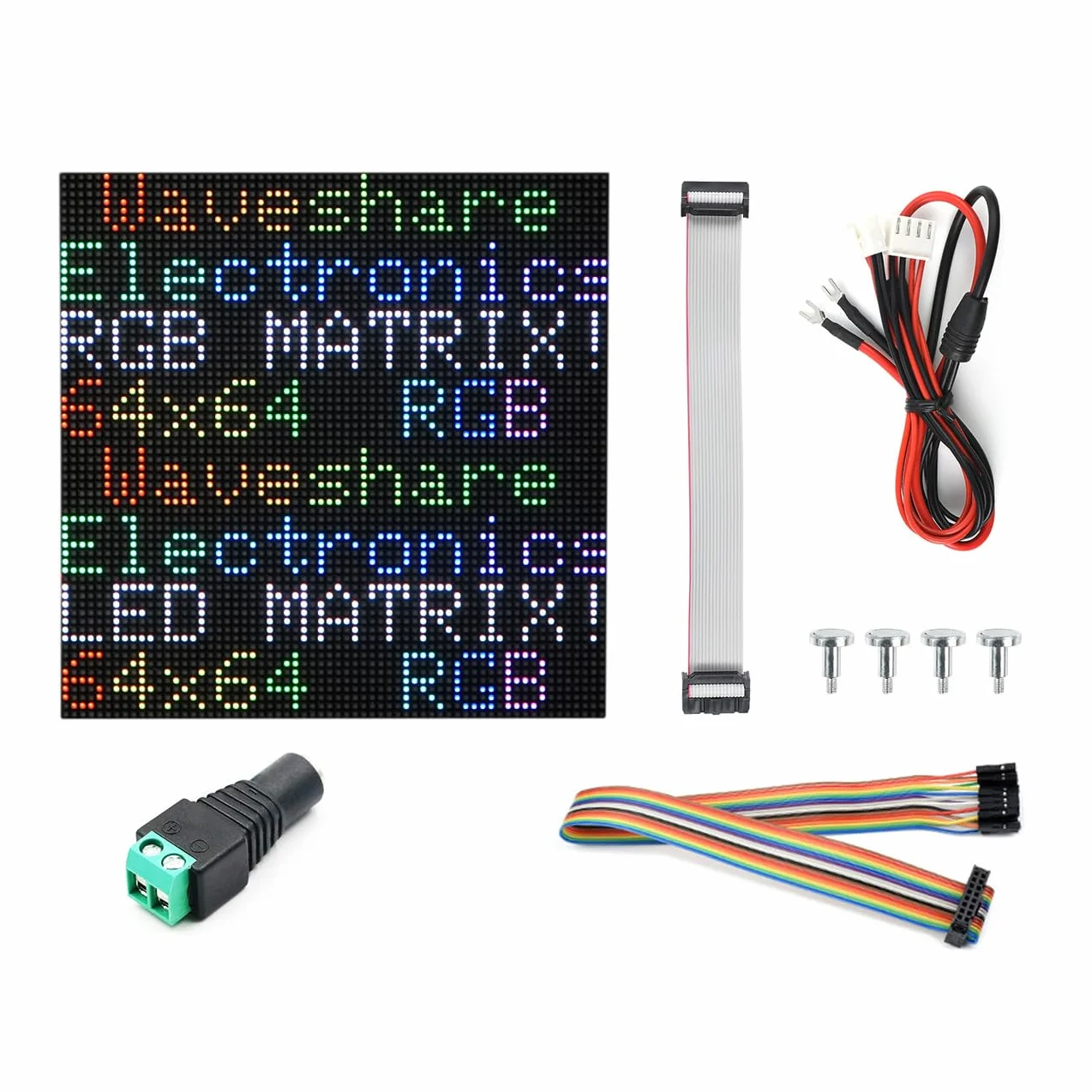 Waveshare RGB Full-Color LED Matrix Panel 2.5mm Pitch 64x64 Pixels Adjustable Brightness Compatible with Raspberry Pi/Pico/ESP32/Arduino