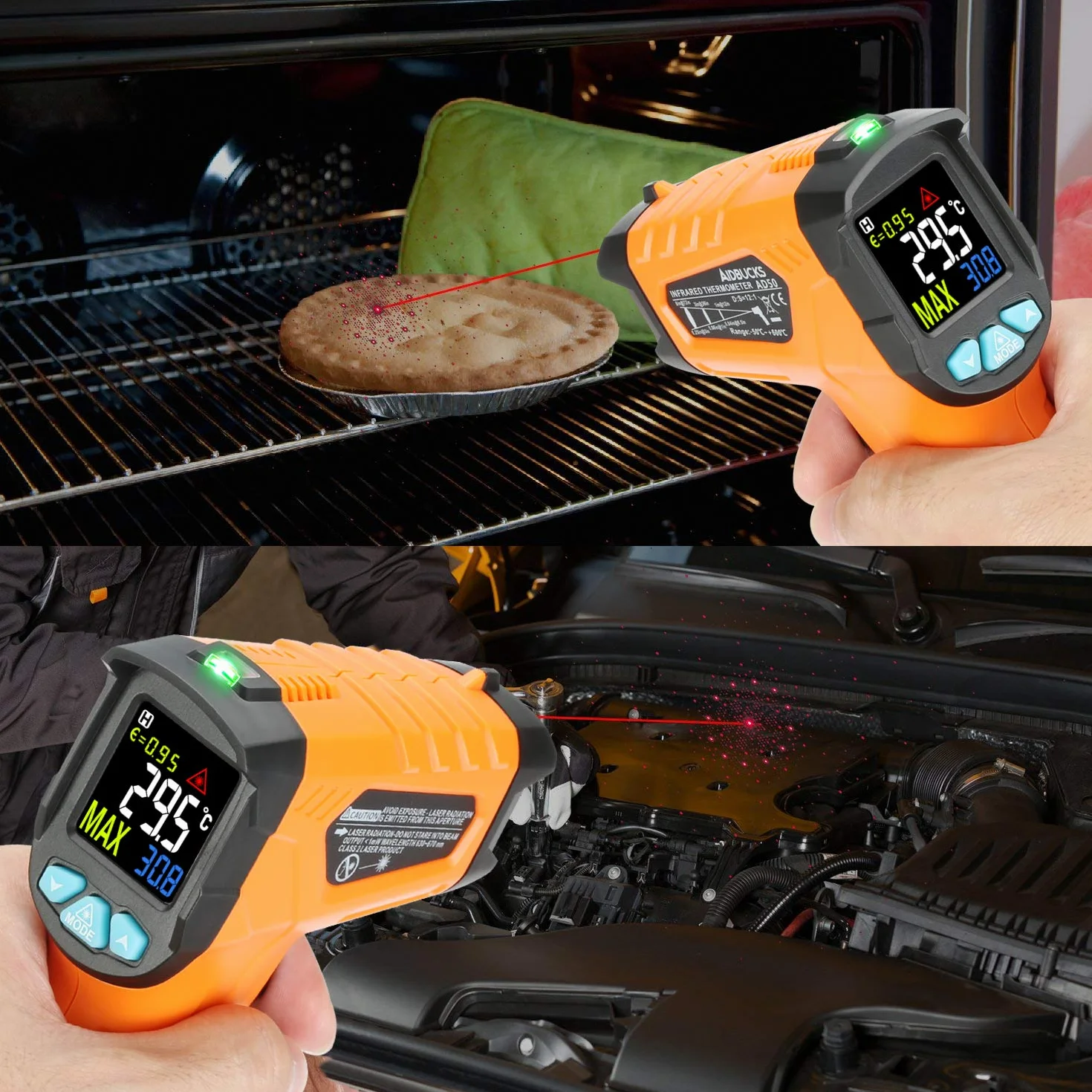 Termometro a infrarossi AD50 Digitale Laser -50°C a 600°C LCD