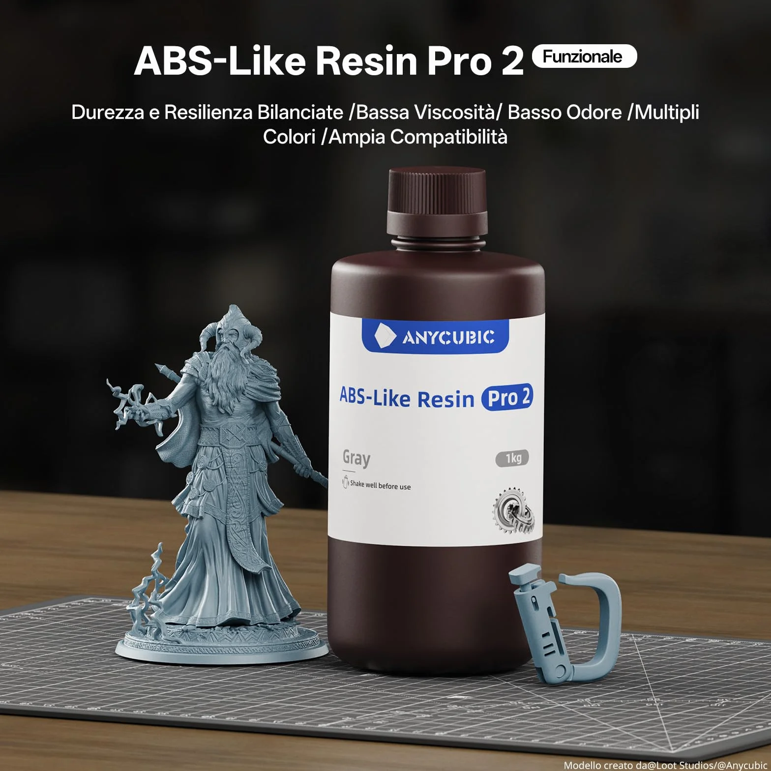 ANYCUBIC Resina ABS-Like Pro 2 per Stampante 3D con Eccellente Resistenza e Tenacità, A Basso Odore Resina UV 405nm a Polimerizzazione Rapida per Stampa 3D LCD/DLP/SLA, Traslucido 1000g