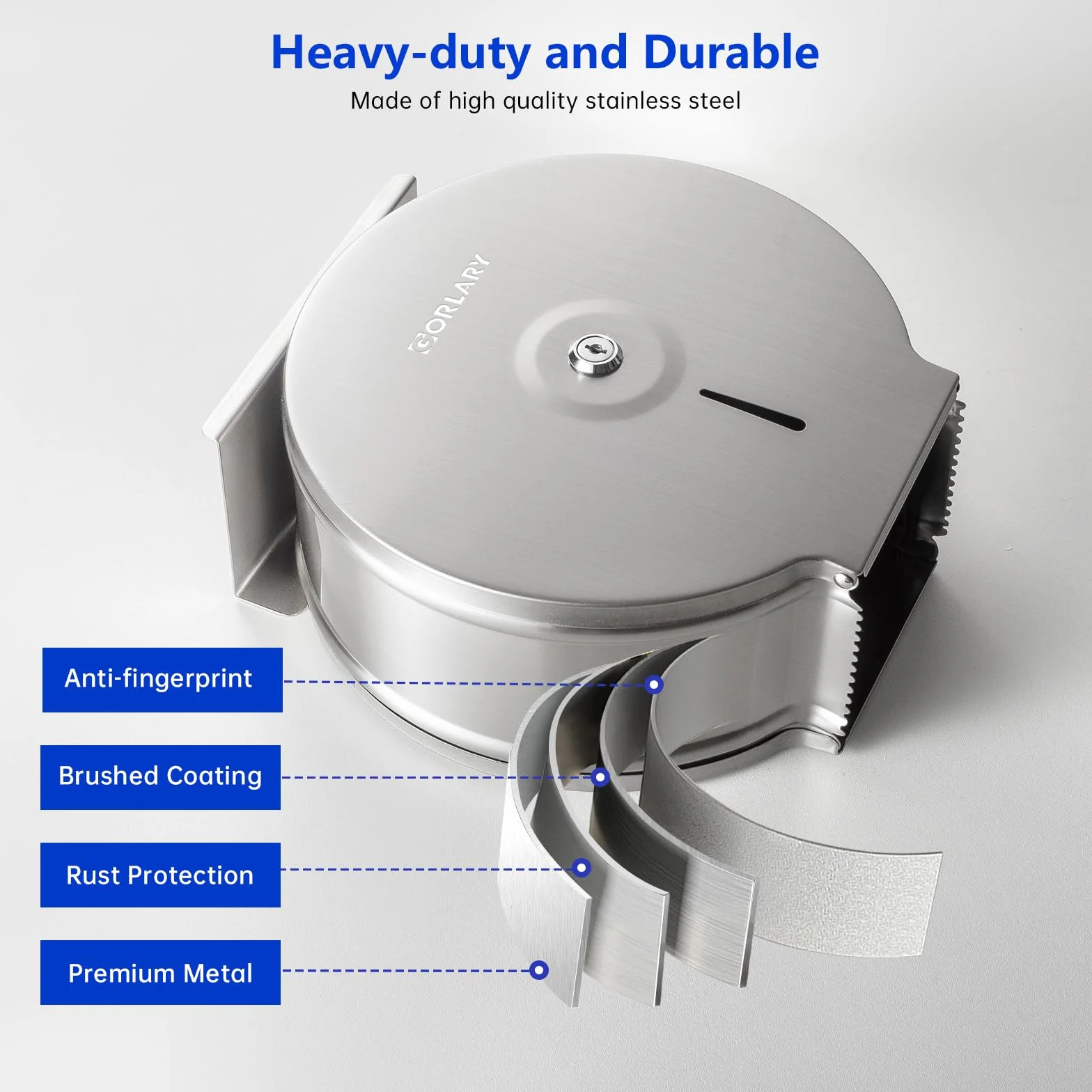 Gorlary commercial jumbo toilet paper dispenser stainless steel wall mount contactless silver
