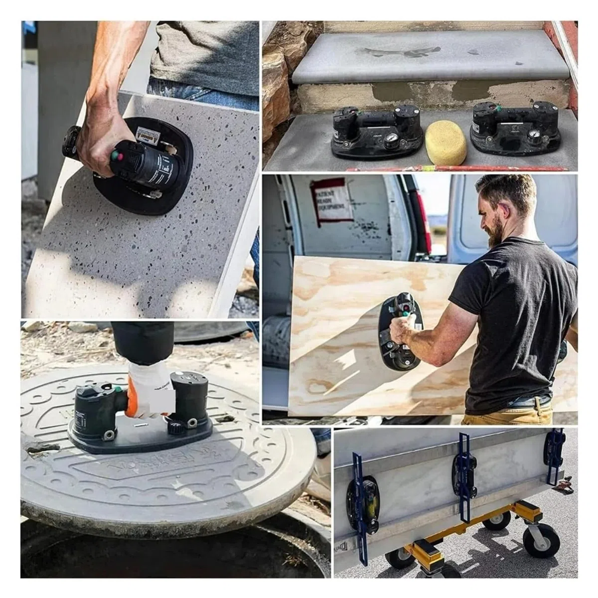 Ventosa de vacío eléctrica con capacidad de carga máxima de 375 lb, herramienta de elevación Industrial de Alta resistencia con sello para Granito y baldosas, fácil de usar.