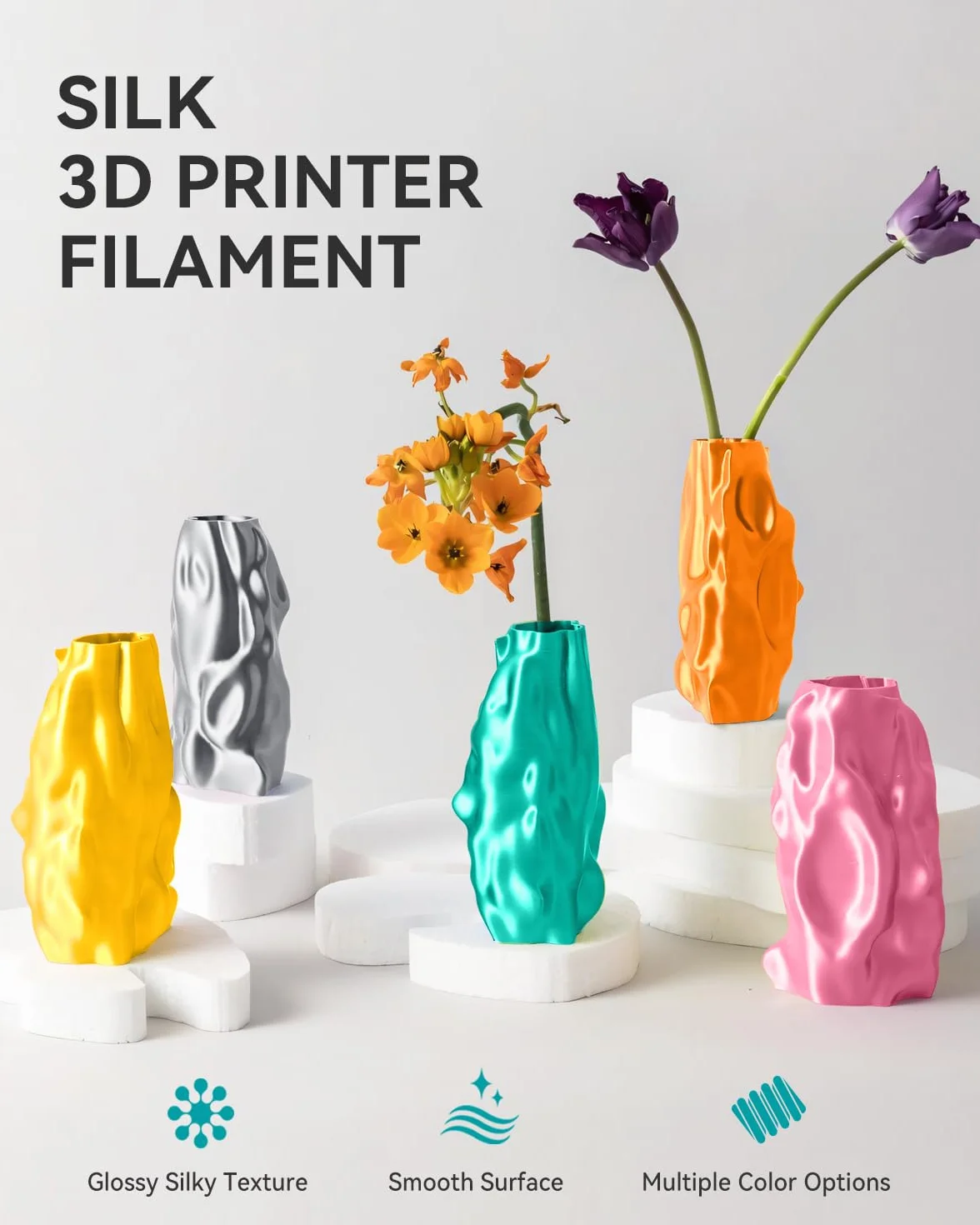 SUNLU PLA+ Silk Filamento 3D Seta Metallizzata Lucida, 1 kg Oro chiaro