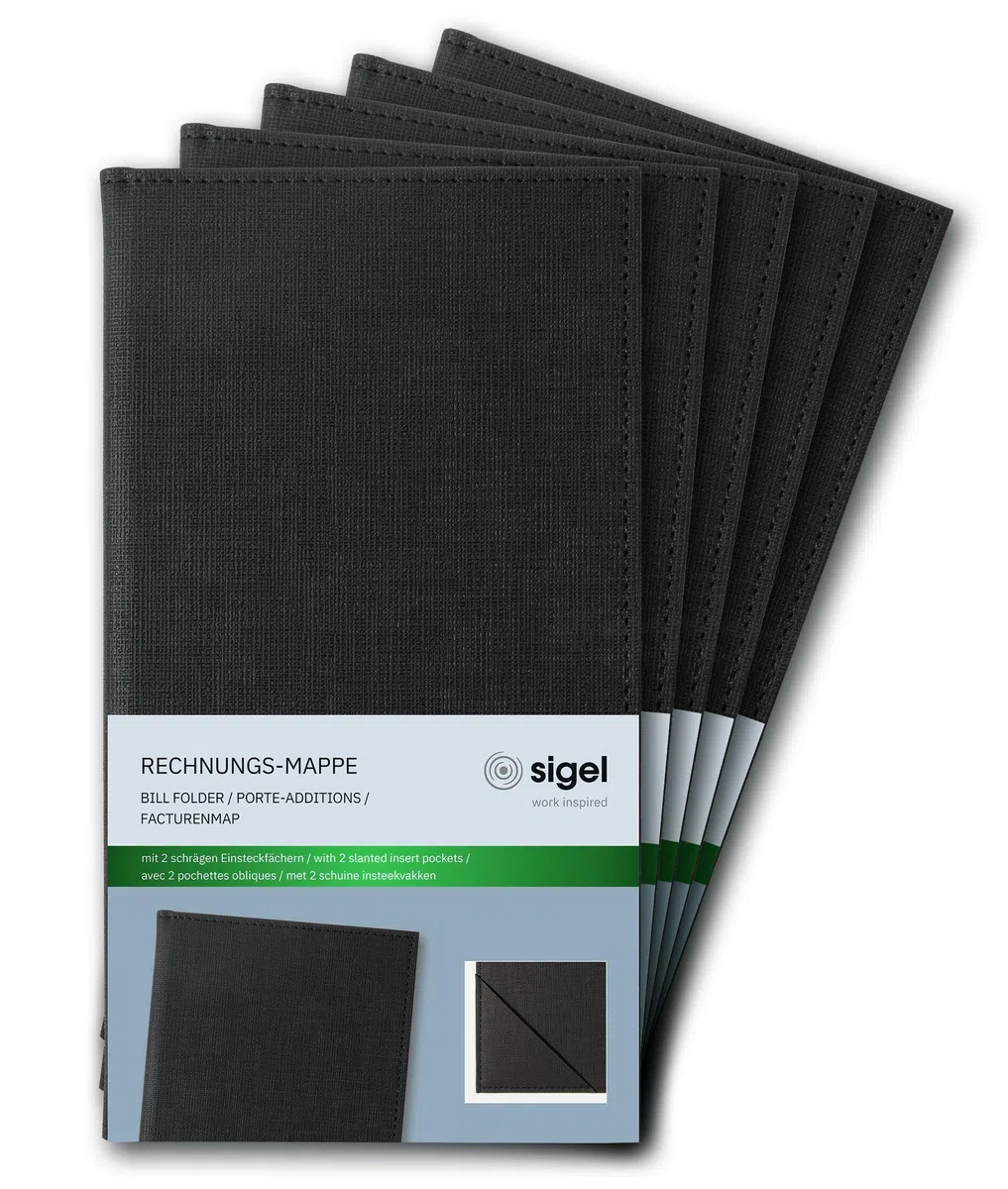 SIGEL RM100 Cartellina porta conto - 1 pezzo - nero - 5 pezzi