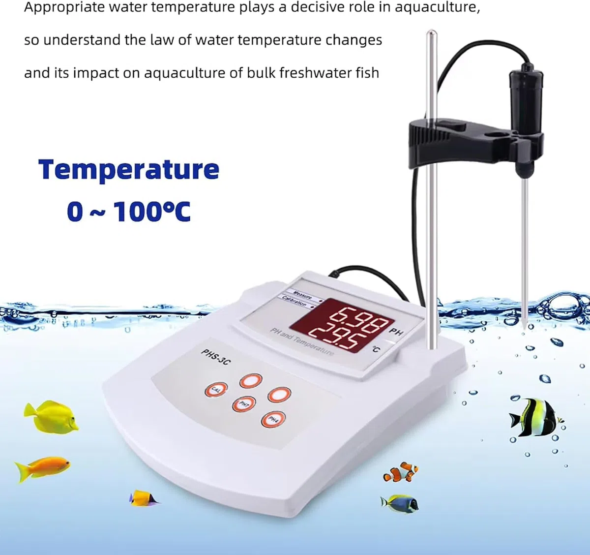 Misuratore di pH da laboratorio da tavolo, tester di acidità e alcalinità da laboratorio, campo di misurazione 0-14 pH, precisione ± 0,01 pH, calibrazione automatica a 2 punti, per acquario