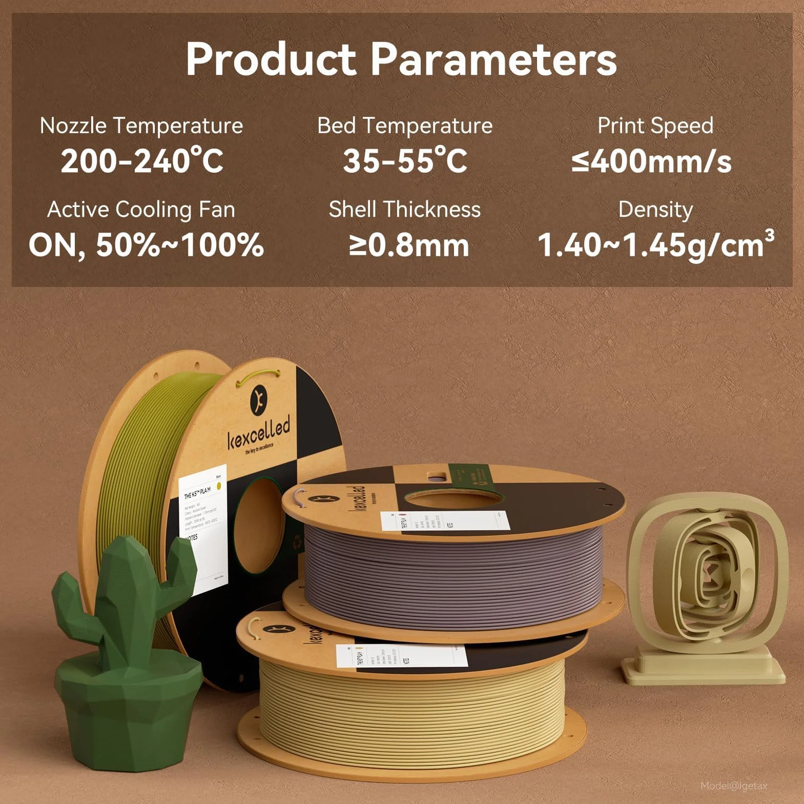 kexcelled PLA Mat Filamento 1,75 mm 0,03 mm Texture Colore Matta Bobina 1 kg Rosso Ciliegia per Stampante 3D FDM
