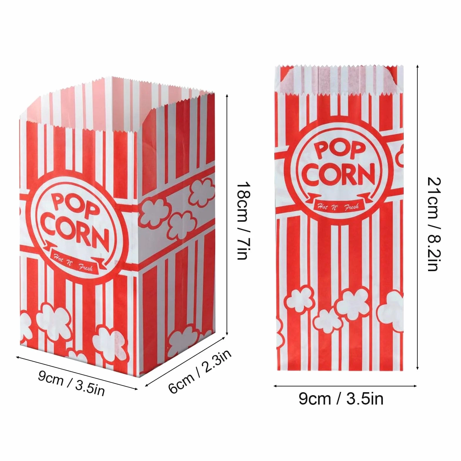 Sacchetti Pop Corn 200 Pezzi, Contenitore Caramella per Feste Compleanni Cinema