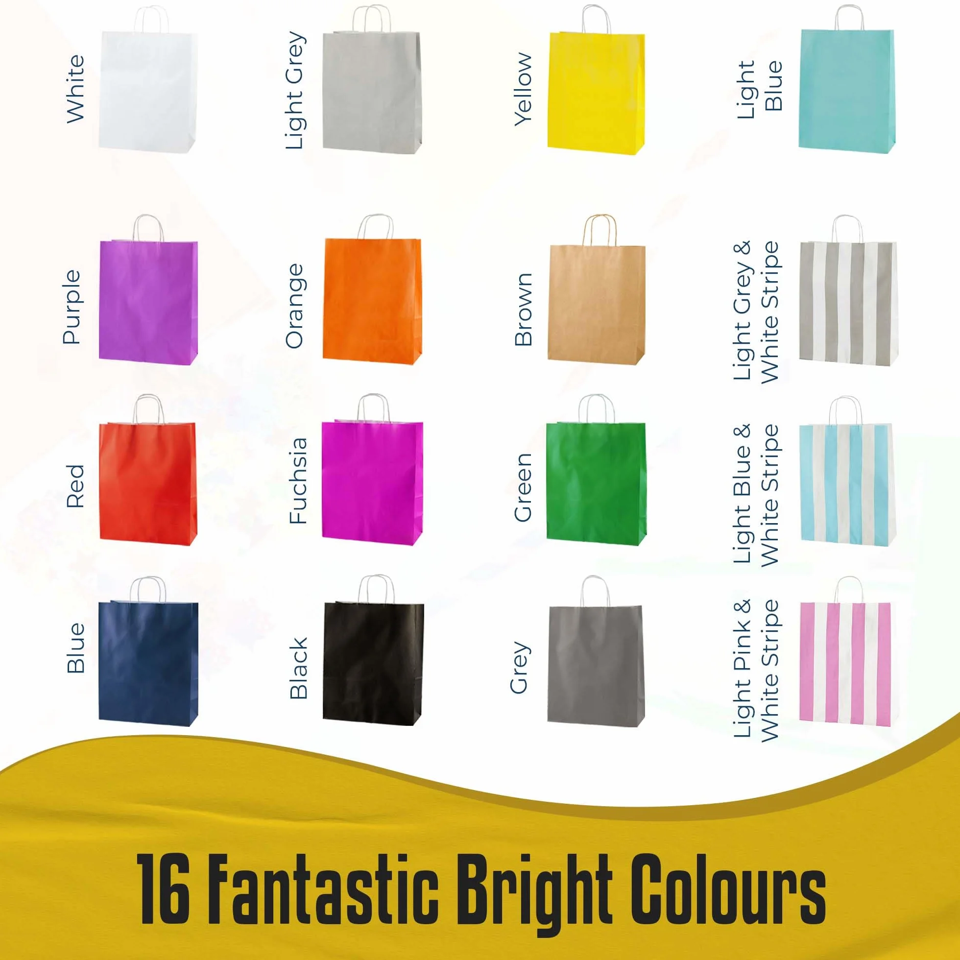 Thepaperbagstore 50 Sacchetti di Carta Colorata con Manici Intrecciati, Nero Medi 250x110x310mm