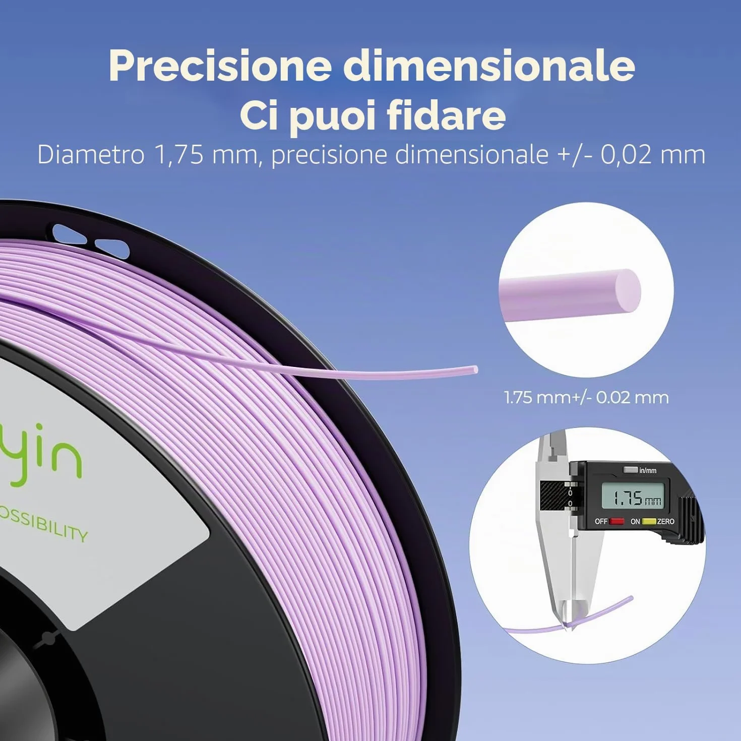 SOLEYIN Ultra PLA Filamento 1,75 mm 2 kg per Stampante 3D, precisione dimensionale +/- 0,02 mm