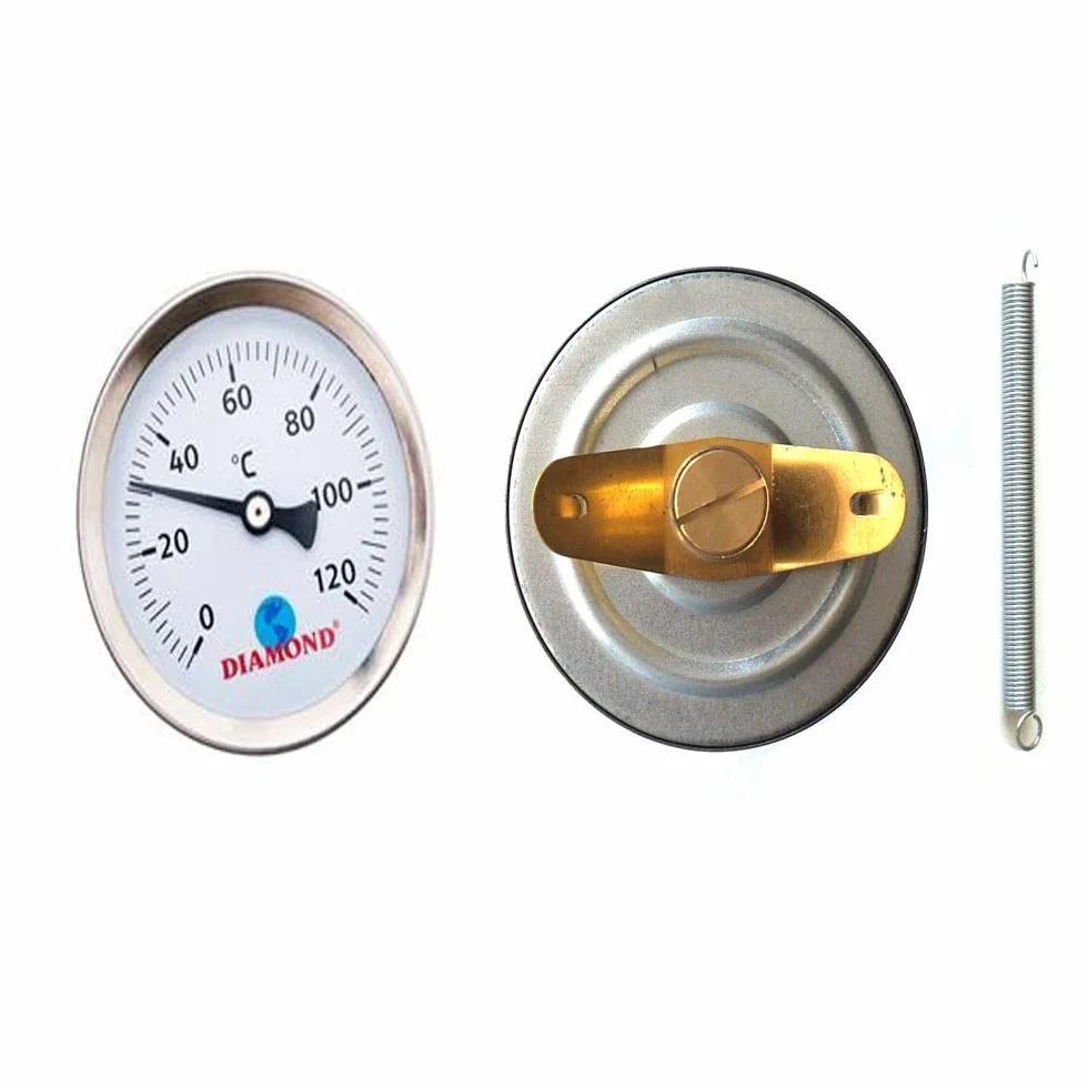 Termometro a clip bimetallico 0-120°C 63 mm acciaio inox per tubi acqua calda