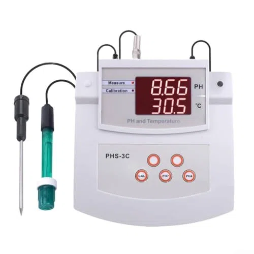 Misuratore di pH da laboratorio da tavolo, tester di acidità e alcalinità da laboratorio, misuratore di acidità da tavolo, calibrazione automatica 2 in 1, adatto per ambiente, laboratorio, ecologia