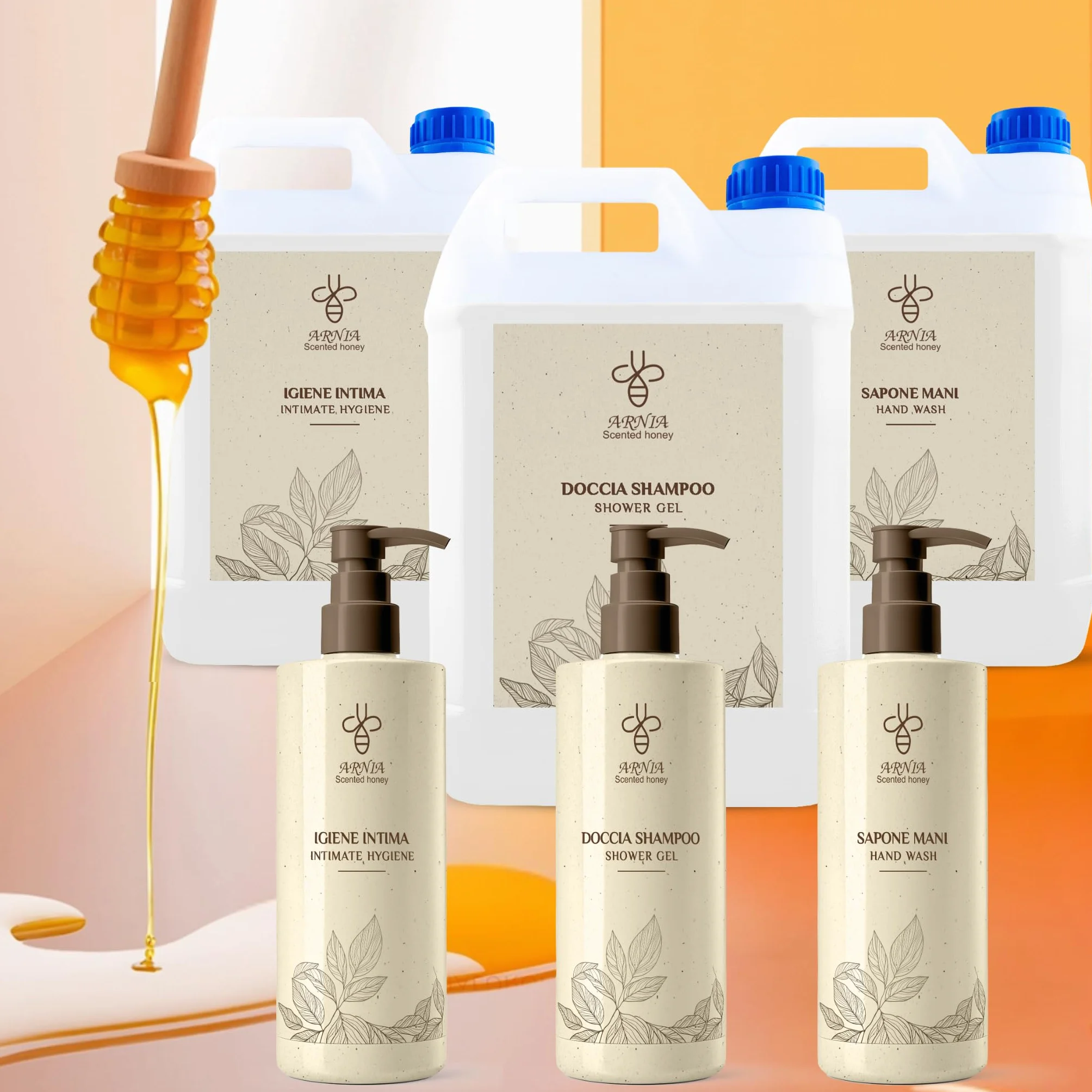 Kit Cortesia B&B Bagno Albergo Hotel Doccia Shampoo Tanica 5 Litri Fragranza al Miele (Doccia Shampoo - Tanica 5L)