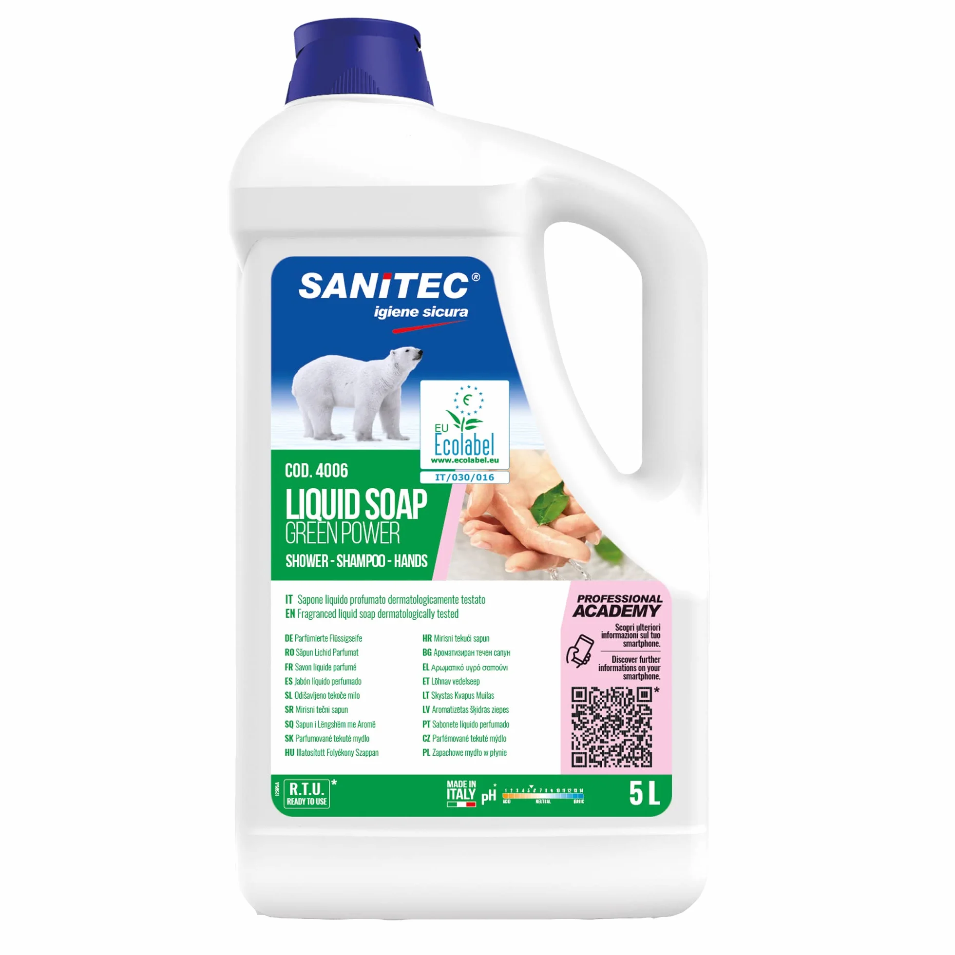 Sanitec Green Power Sapone Liquido Corpo e Mani 5 kg