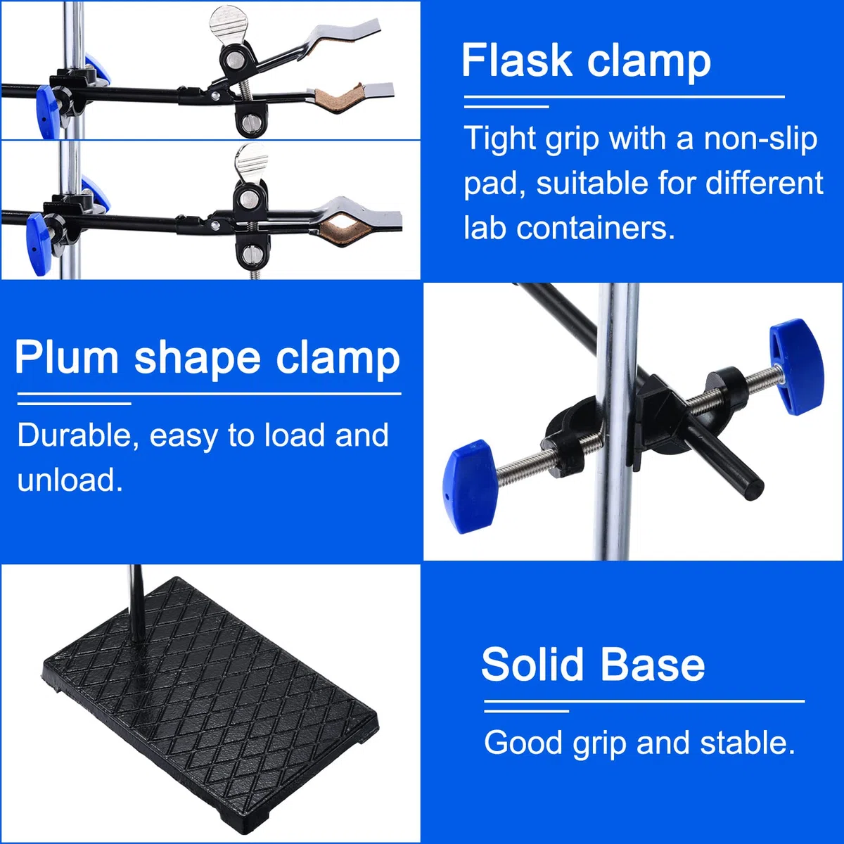 PATIKIL Lab Stand Set, Lab Stand & Morsetto Set, 1 Set Stand Supporto con 1 Ampolla Morsetto & 2 Storta orings per Chimica Laboratorio, 24 pollici