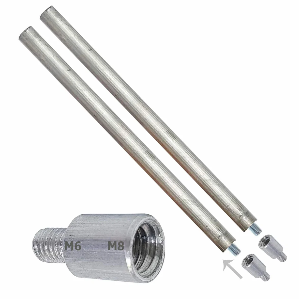 GOLDMAN SERVICE | 2 Anodi di magnesio 22x350mm per scaldabagno elettrico + Adattatore filettature M8 a M6. Anodo sacrificale per riscaldatore compatibile e valido per i principali marchi (2)