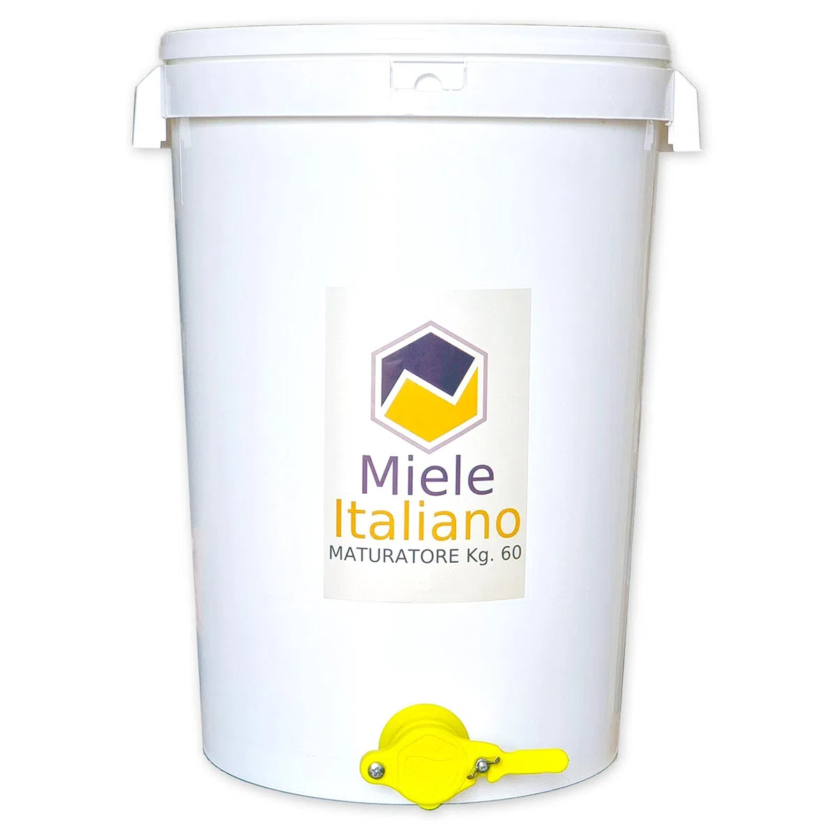Agraria Ughetto Apicoltura MATURATORE Secchiello in PLASTICA per 60 kg. di Miele con Rubinetto E Coperchio. Prodotto e costruito in Italia