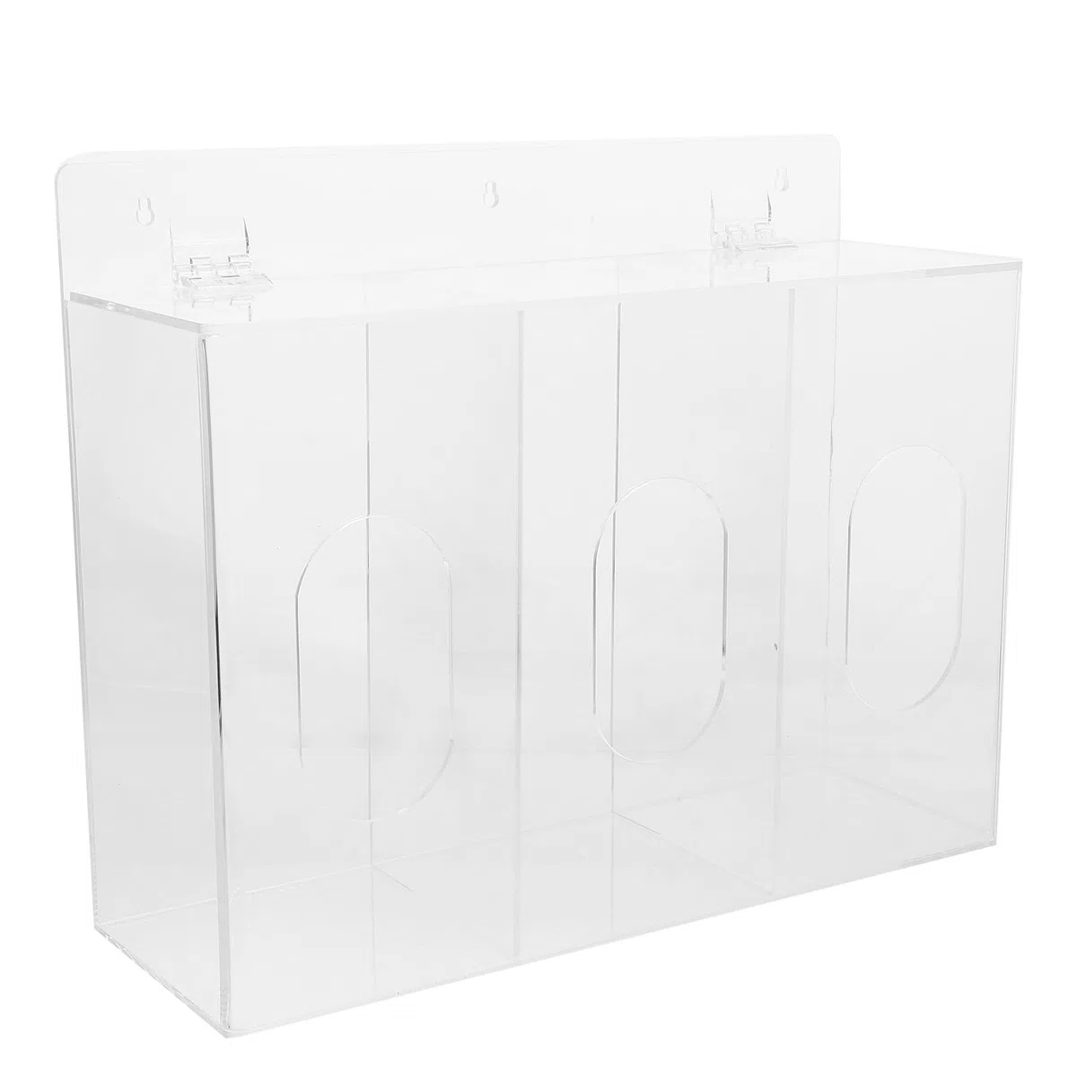 Dispenser per Guanti da Parete in Acrilico Trasparente, Contenitore Organizer per Mascherine 3 Scomparti, Porta Guanti da Montare per Laboratorio e Uso Industriale