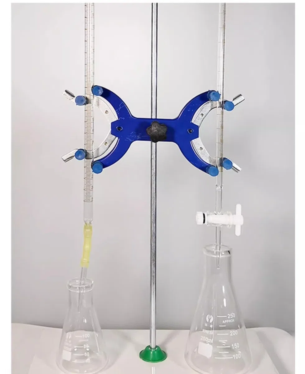 Buretta in vetro borosilicato con rubinetto PTFE, capacità 50mL, graduazione 0,10mL, Classe A