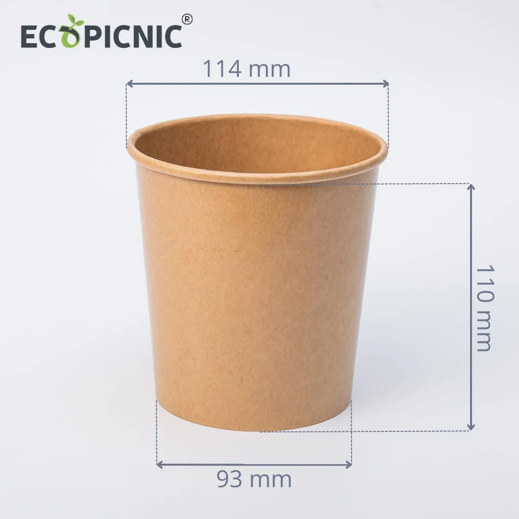 Ciotole Monouso in Carta Kraft 750 ml 50 Pezzi Contenitori Biodegradabili per Alimenti Caldi e Freddi