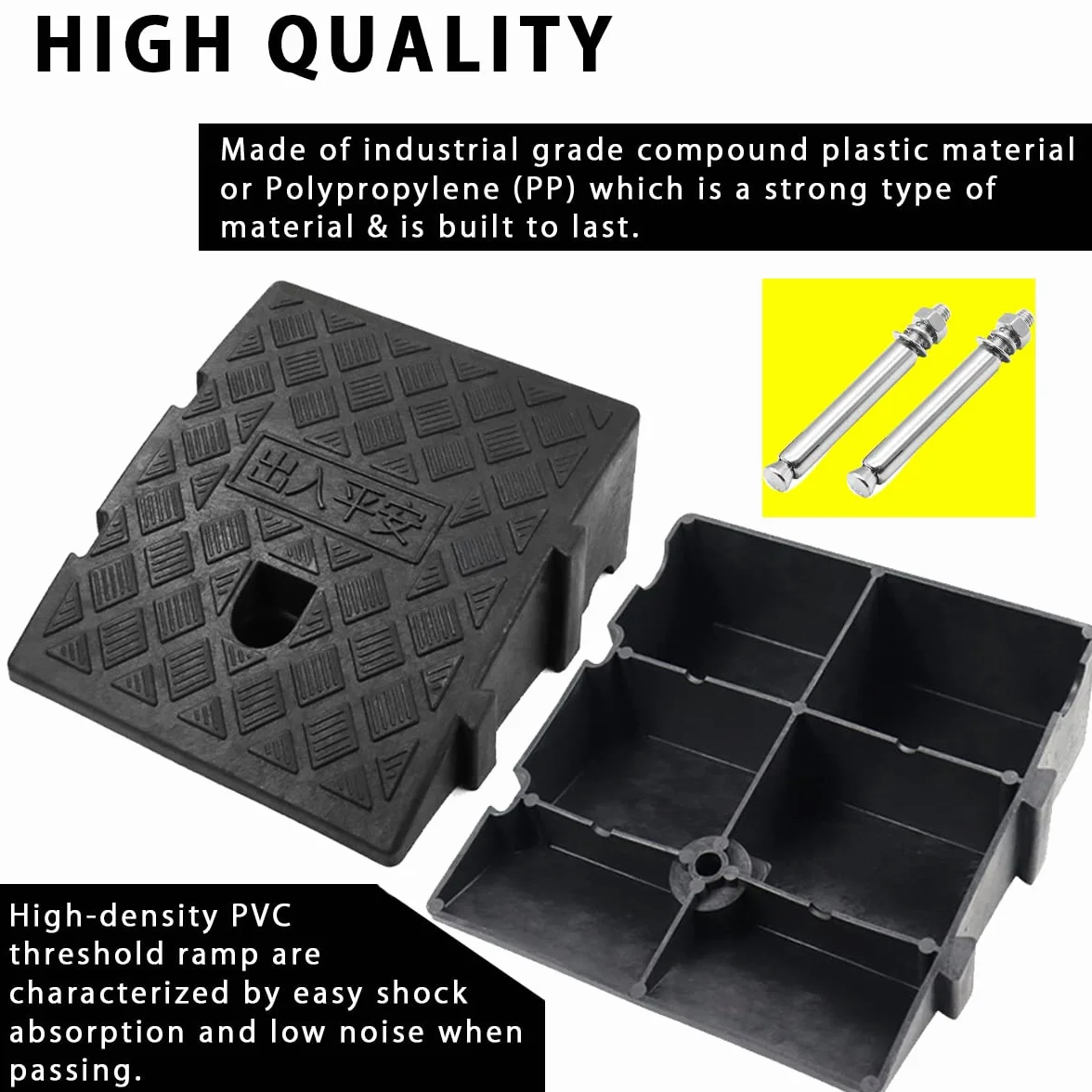 Rampa di Marciapiede in Plastica per Auto Garage con Rotelle Set da 2