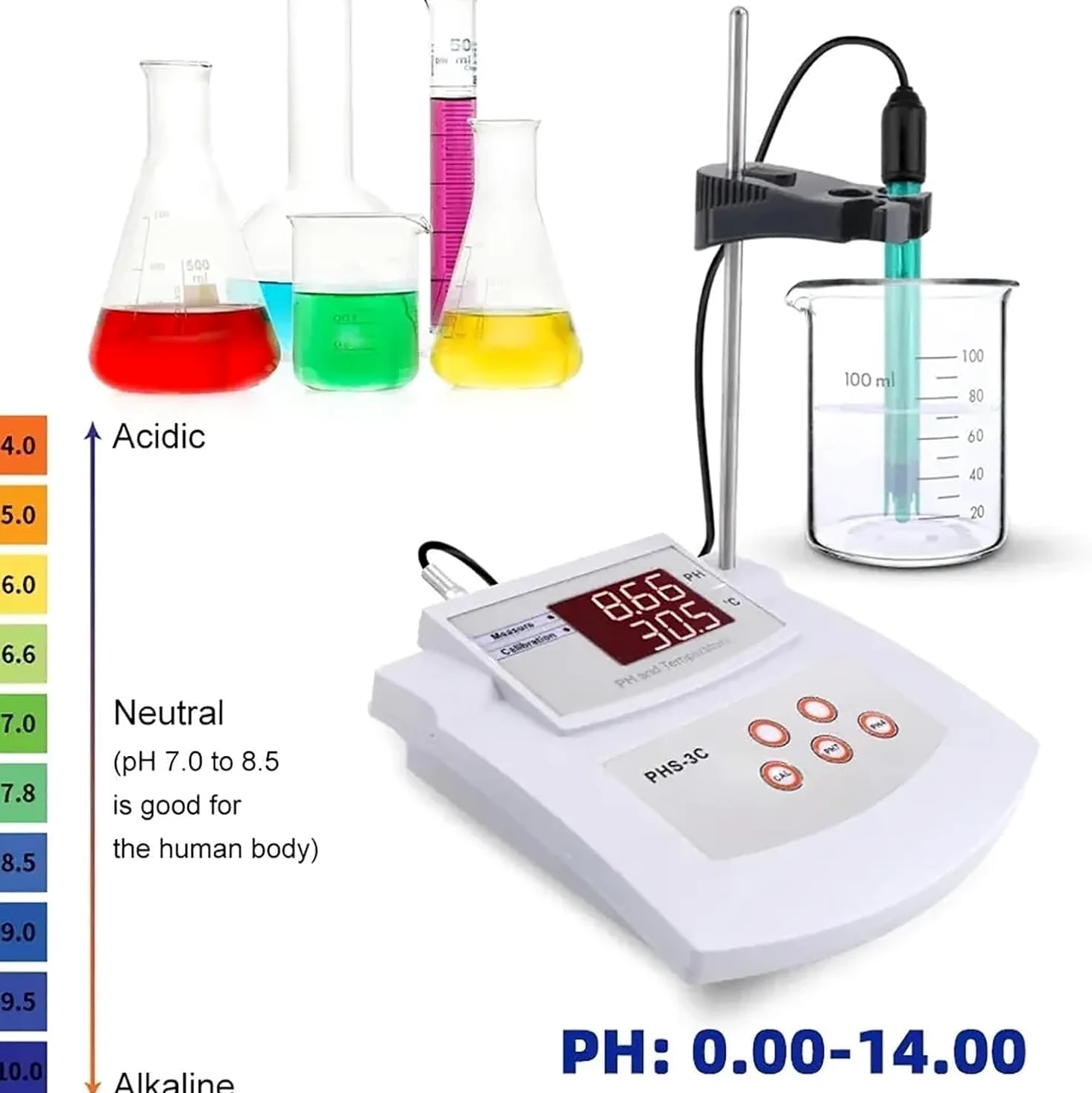 Misuratore Di Acidità Da Tavolo Con Calibrazione Automatica, A 2 Punti, PHmetro Laboratorio, Precisione ±0,01 PH E Elettrodi Per PH/temperatura