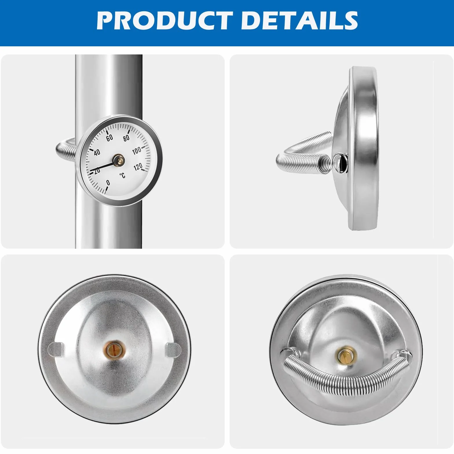 Termometri bimetallici 63 mm 0-120 °C Clip-On per caminetti riscaldamento