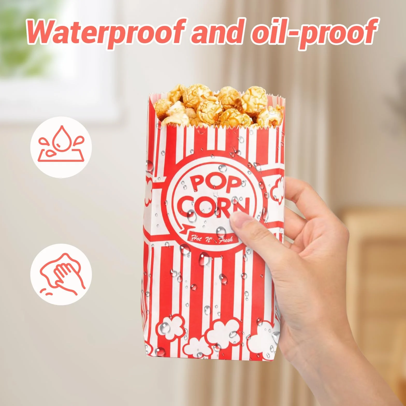 Sacchetti Pop Corn 200 Pezzi, Contenitore Caramella per Feste Compleanni Cinema