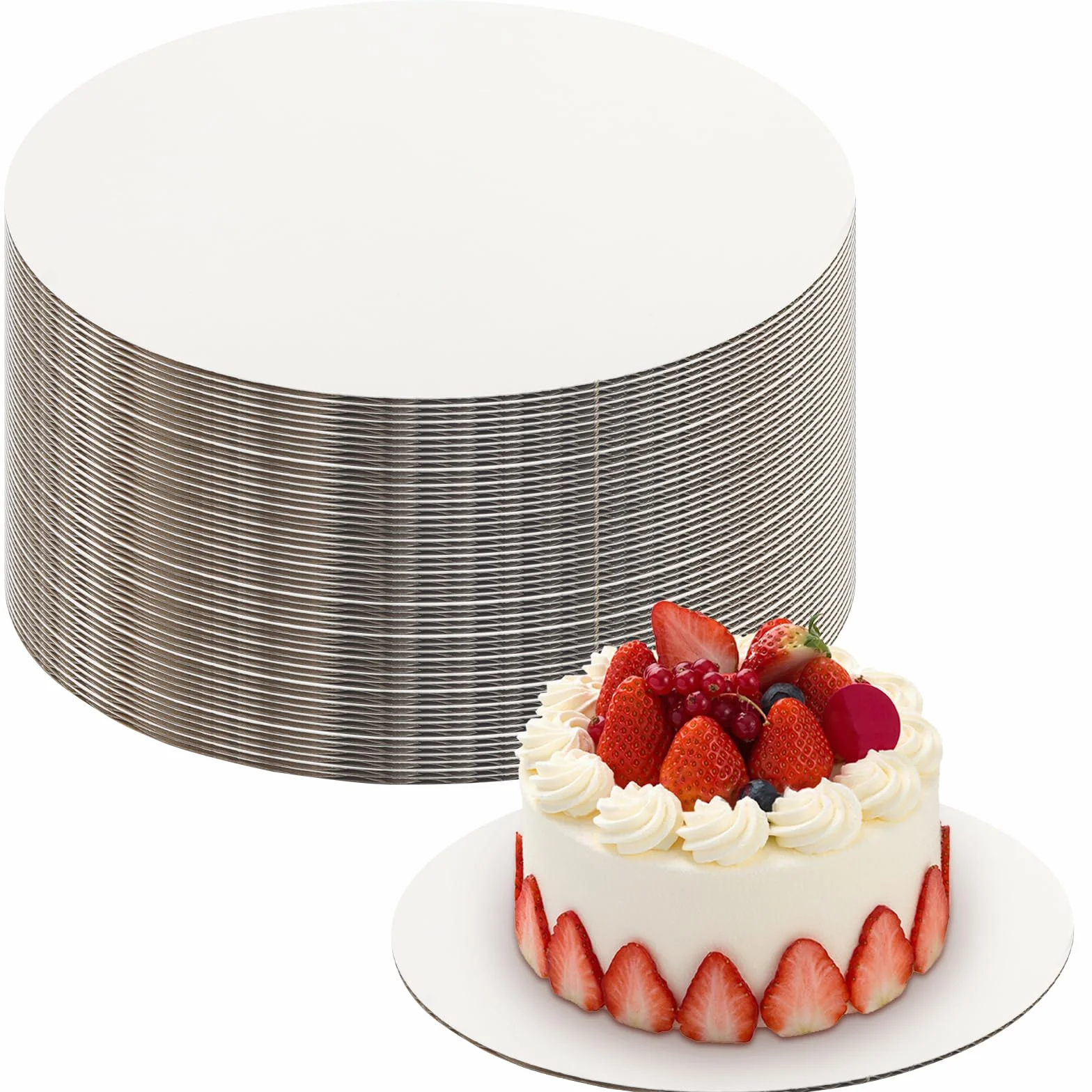 PINGEUI 50 vassoi rotondi per torte 20 cm bianchi 2 mm
