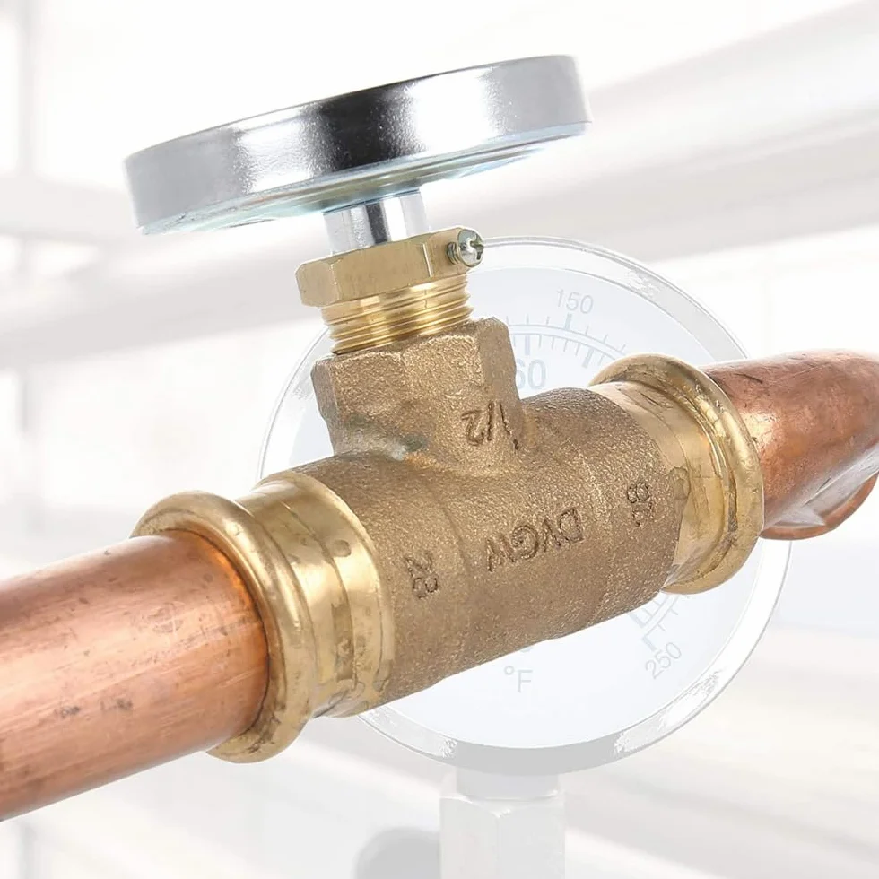 Termometro bimetallico a contatto per Tubi con clip Molla Bimetallica Acciaio Inossidabile, cassa diametro 63 mm scala 0-120 °C