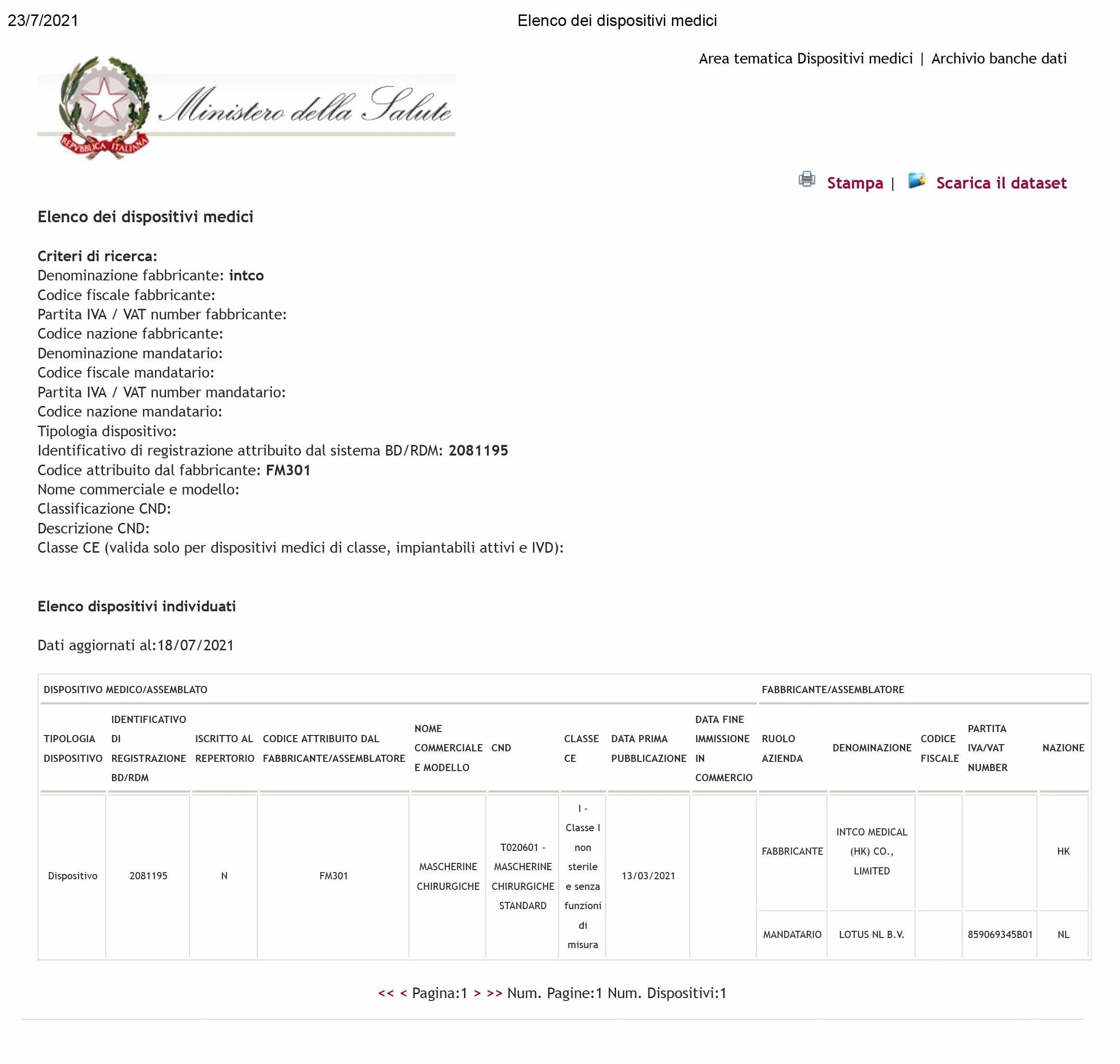 Mascherine chirurgiche IIR BFE ≥98% CE Dispositivo Medico classe I 100 pezzi confezioni richiudibili